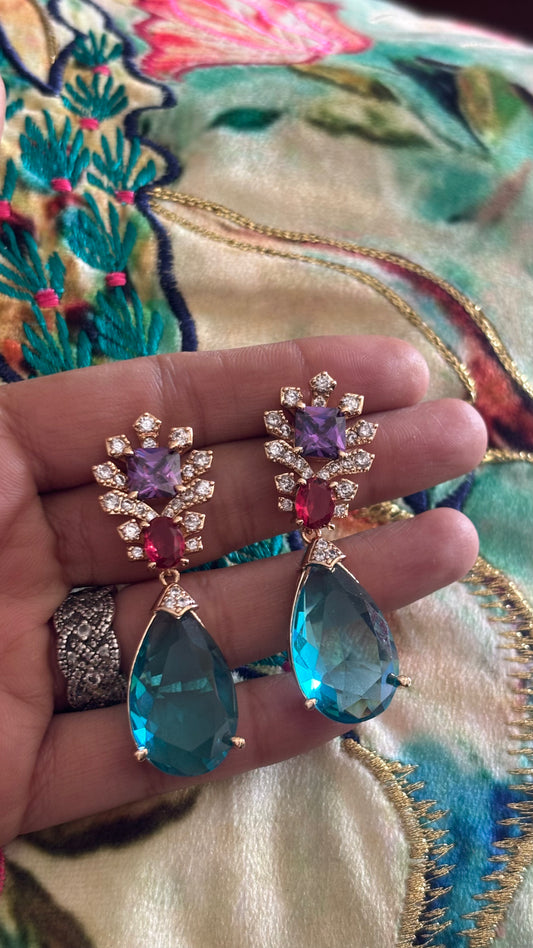 tanzanite & firoza  designer earrings
