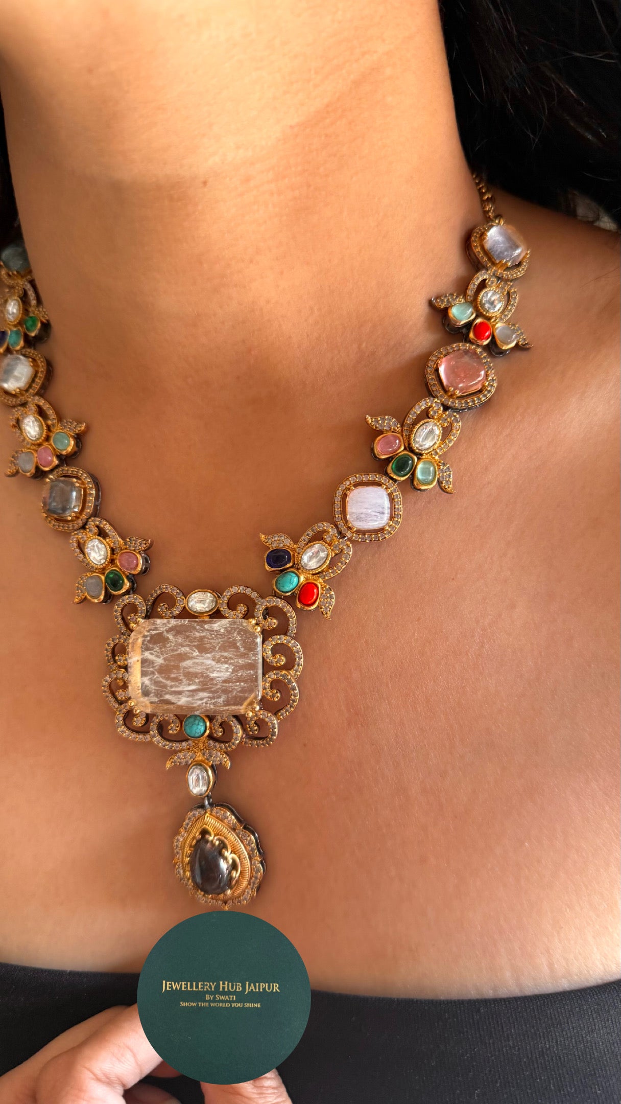 Sabyasachi inspired vintage navratna necklace