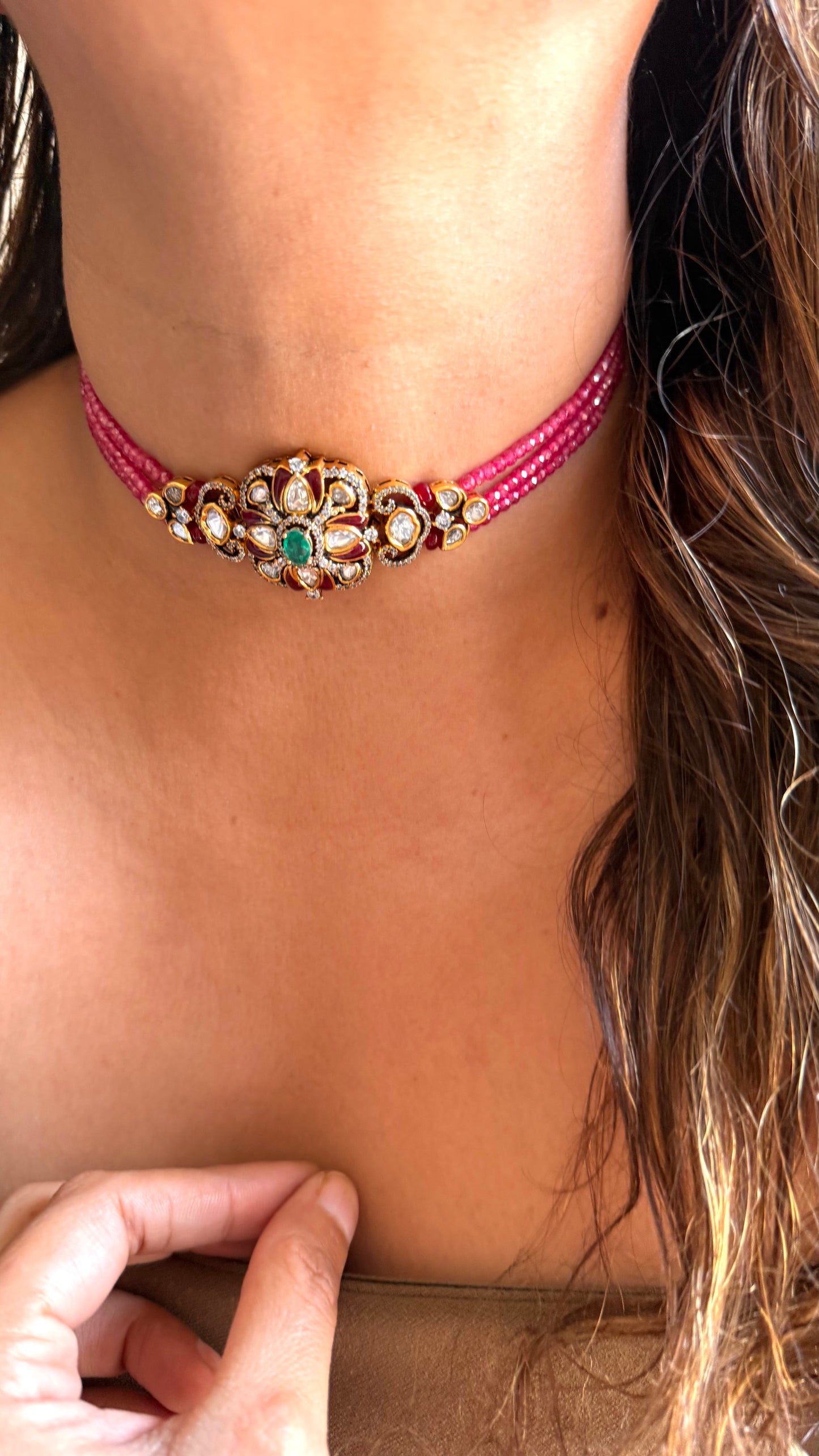 Mint & Ruby minimalist moissanite choker