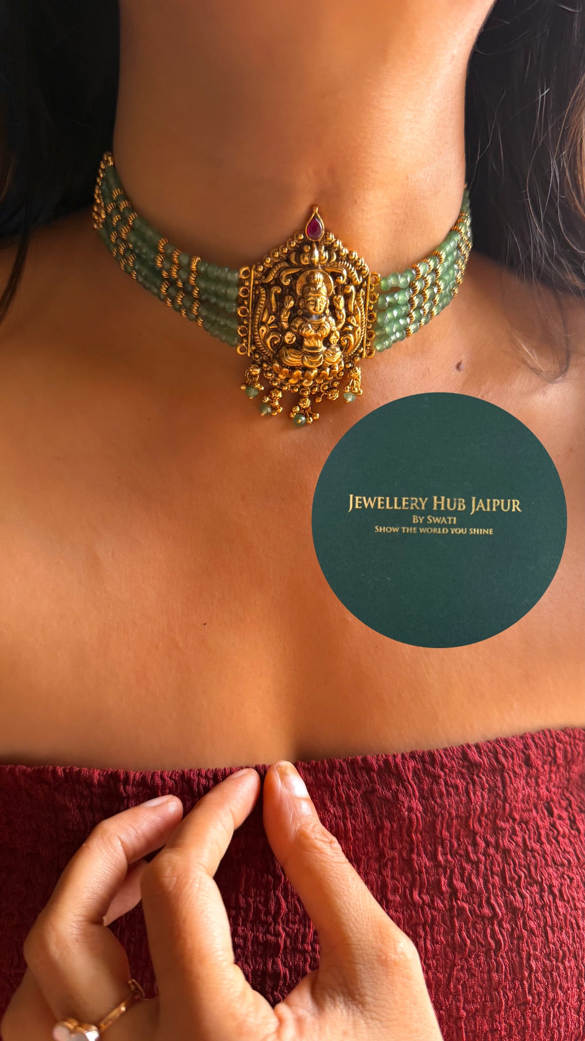 Goddess laxmi minimal mint choker set