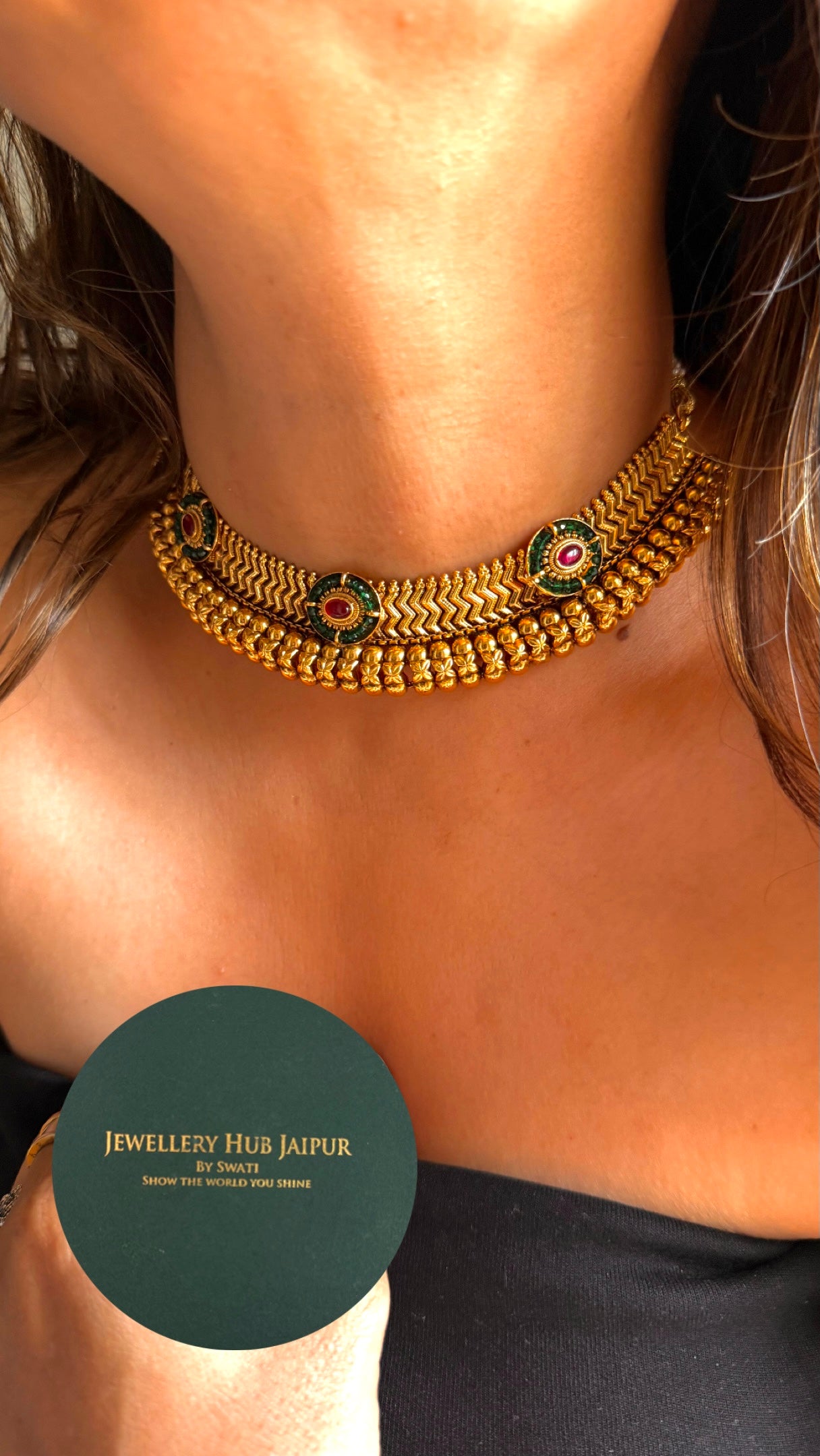 Emerald & ruby suthla nakshi Necklace