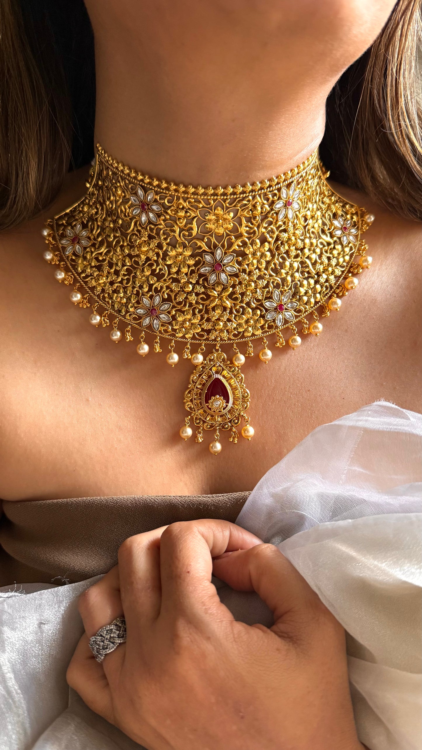 Dubai Gold inspired Floral Designer Necklace