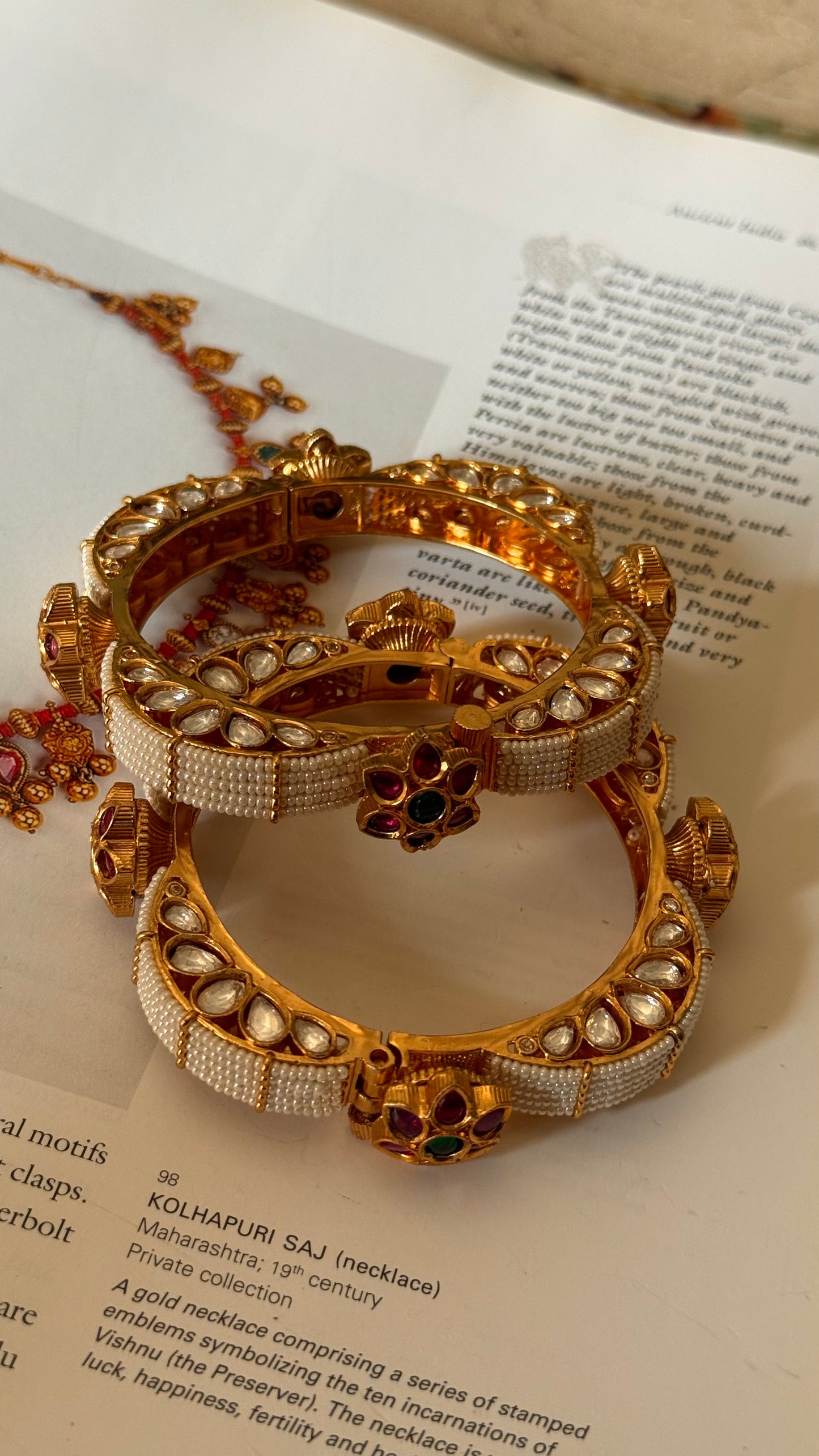 Heritage pearl designer rajwada openable bangles