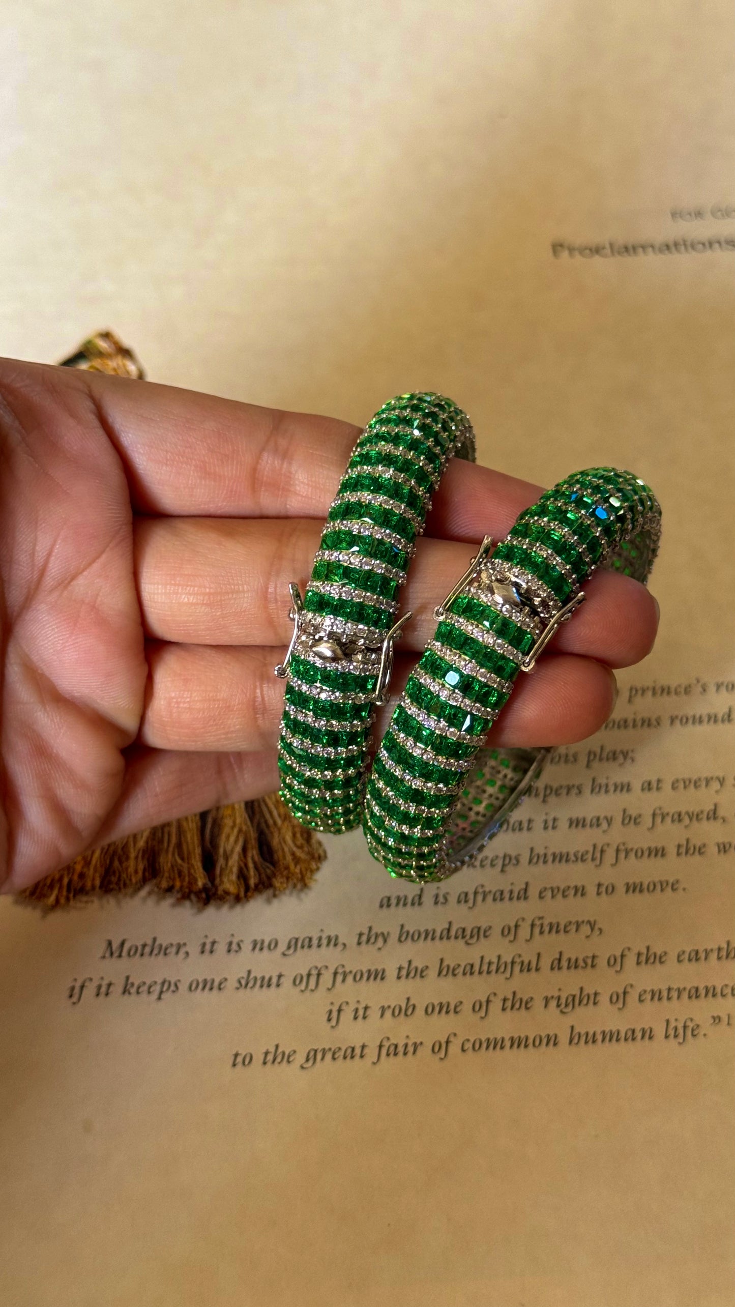 Emerald cz diamond cocktail Bangles