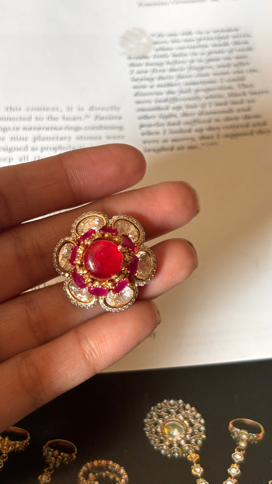 Ruby floral pattern Ring