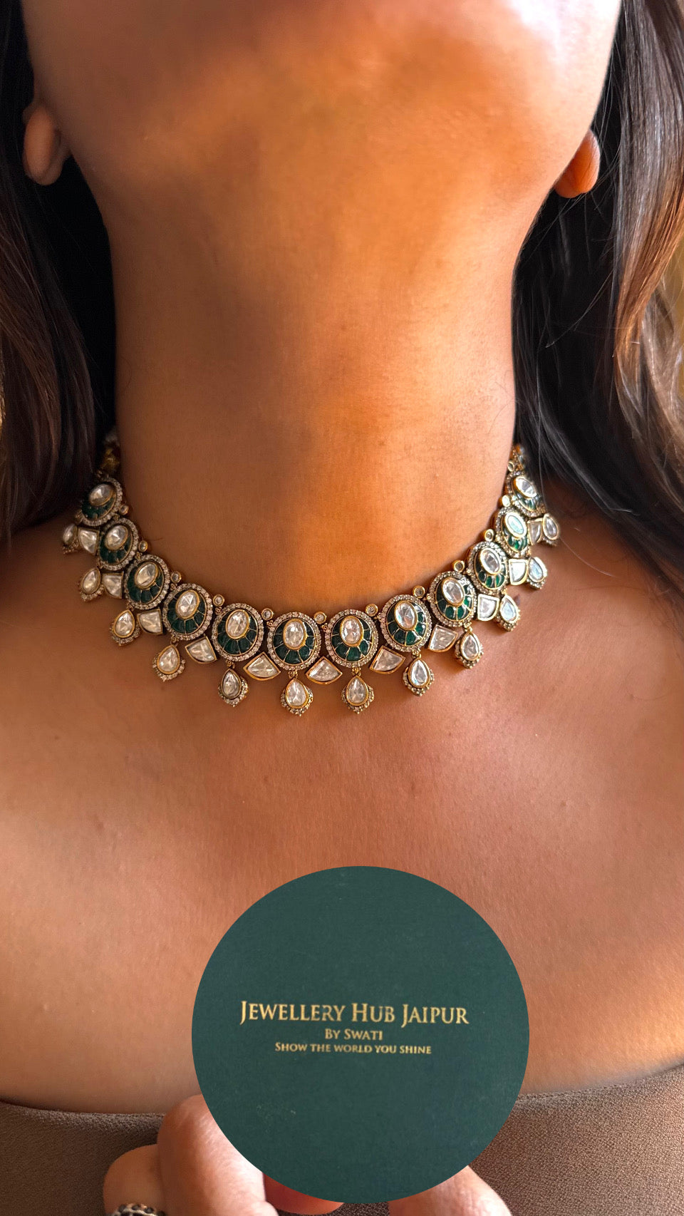 Emerald kat Dana real moissanite Necklace