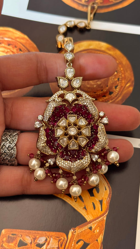 Ruby rani takkar floral Victorian work mangtika