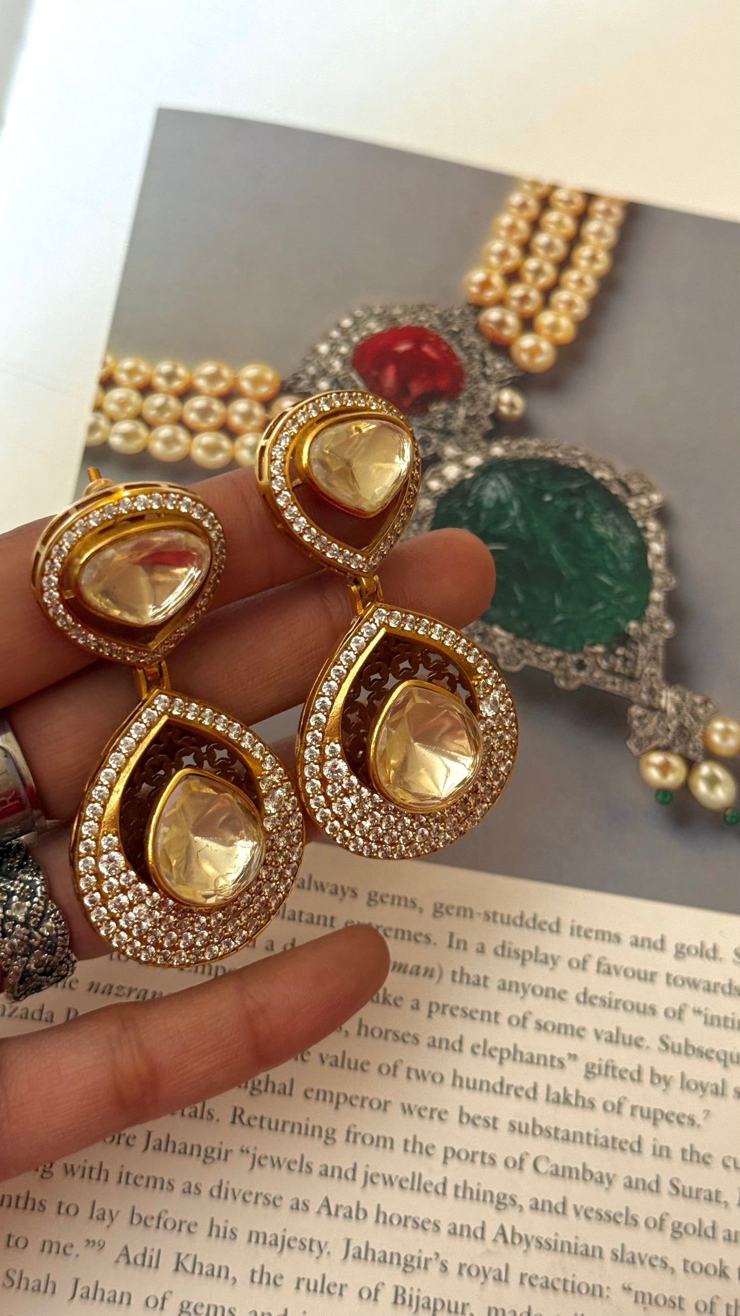 Real diamond Polki cocktail Lv shade danglers
