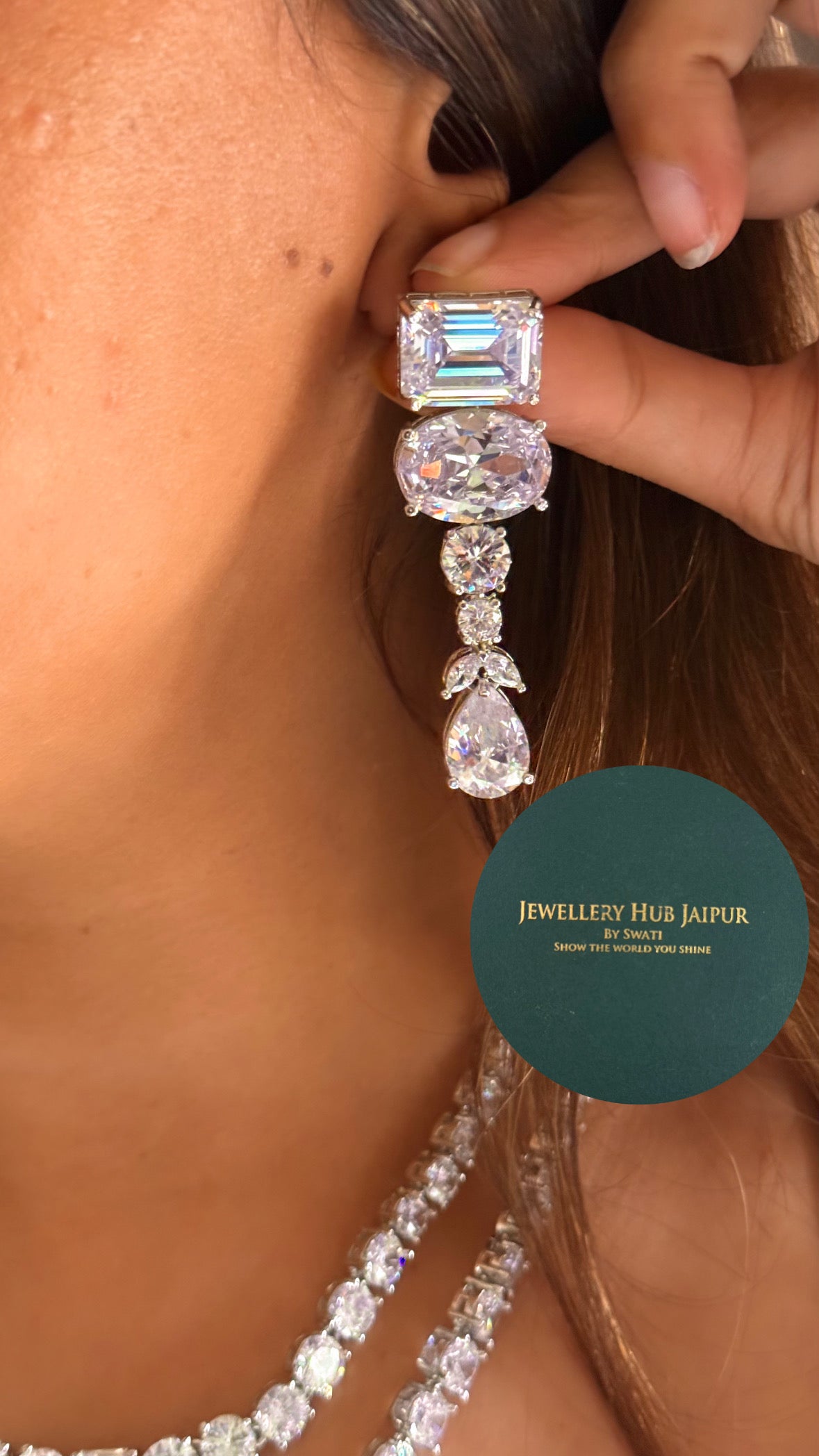 Ambani inspired Dual layer cz diamond collar set
