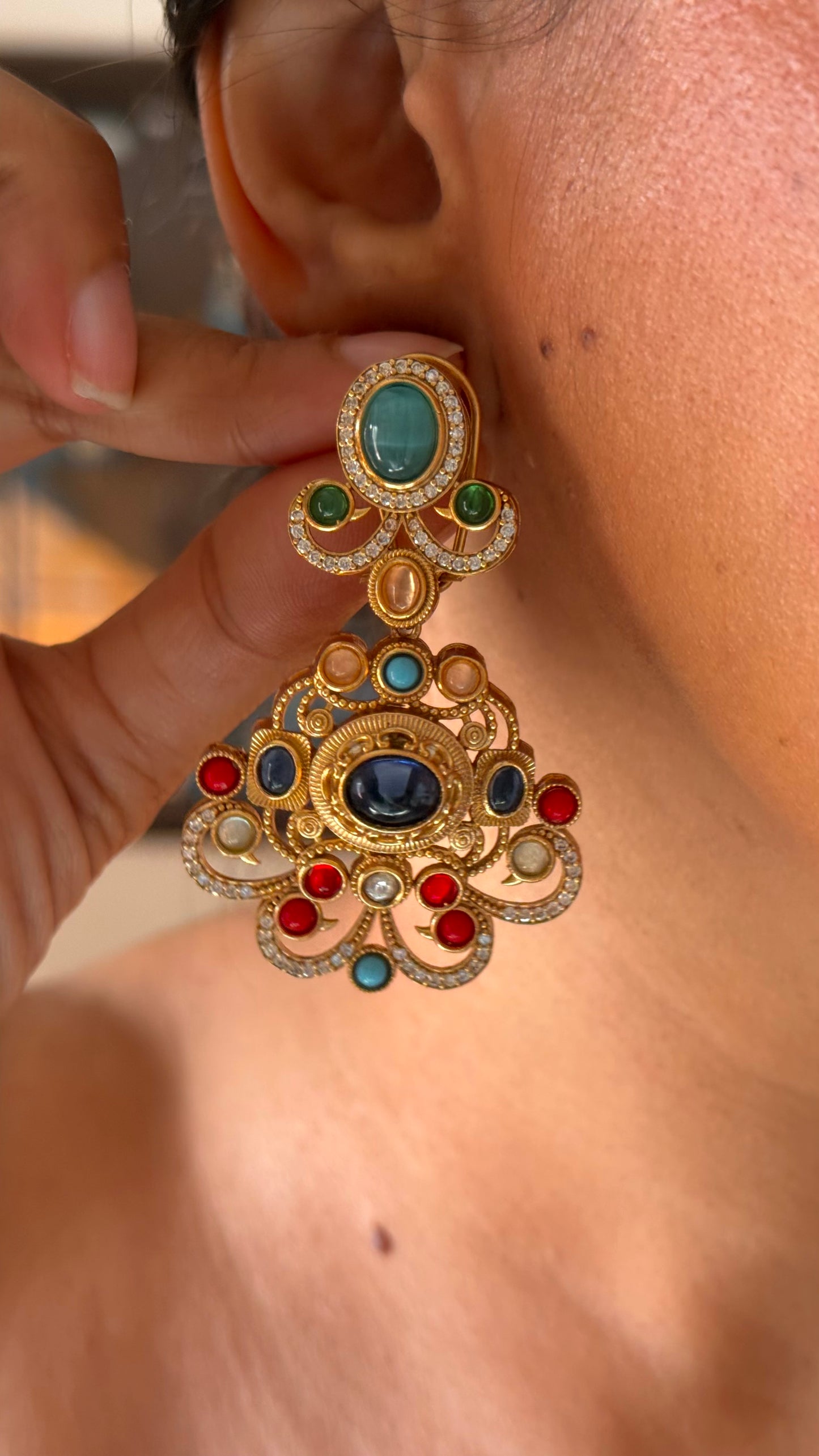 Sapphire cocktail navratna necklace