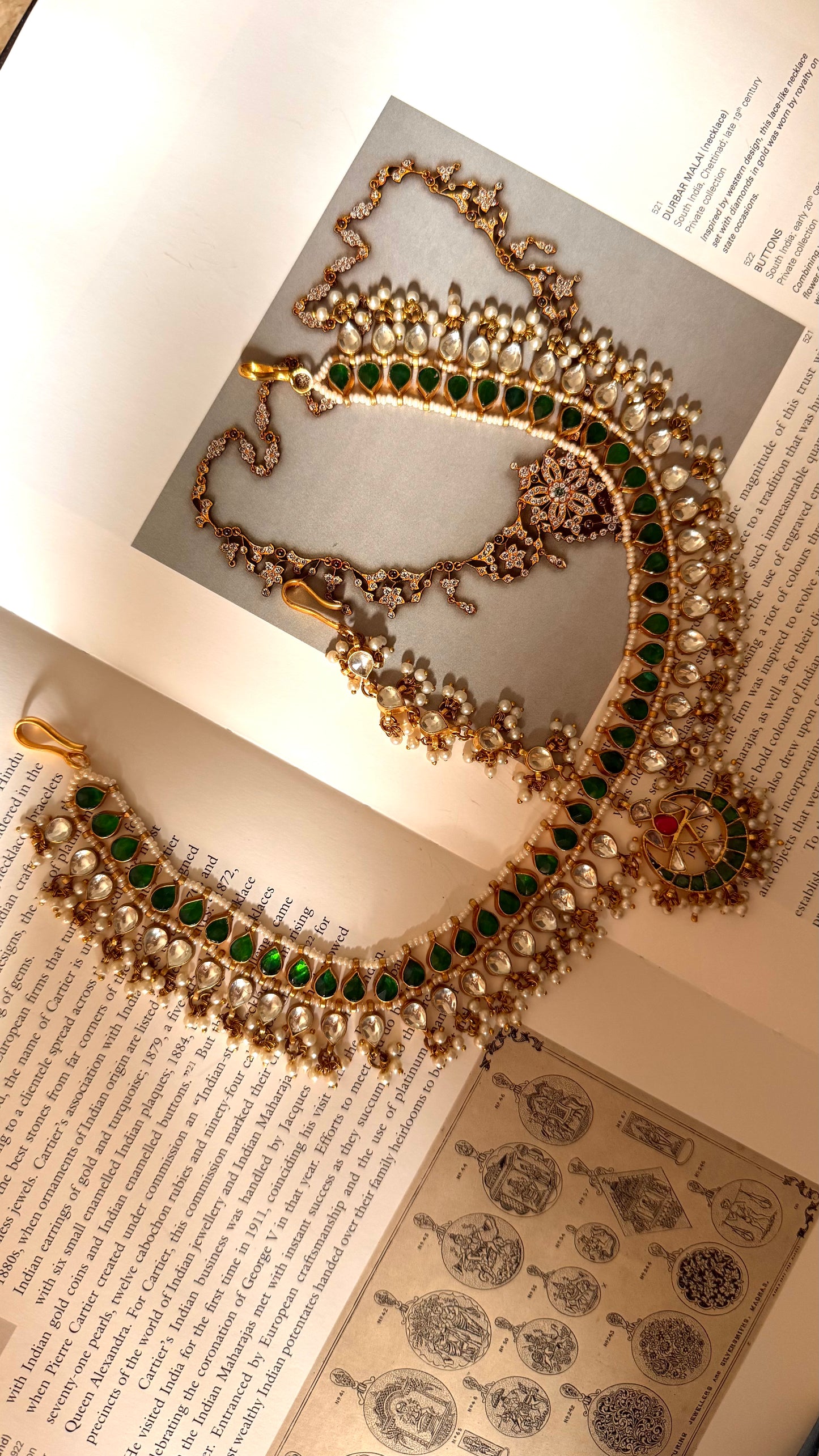 Paachi Emerald & rani pink heritage sheeshpatti