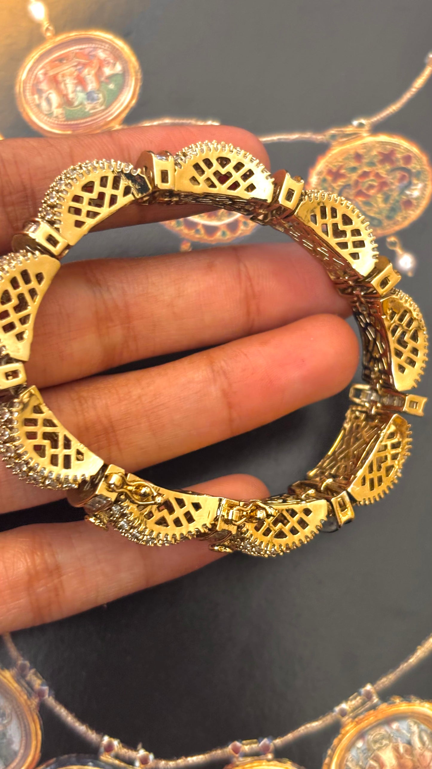 Cz diamond Victorian adjustable bracelet