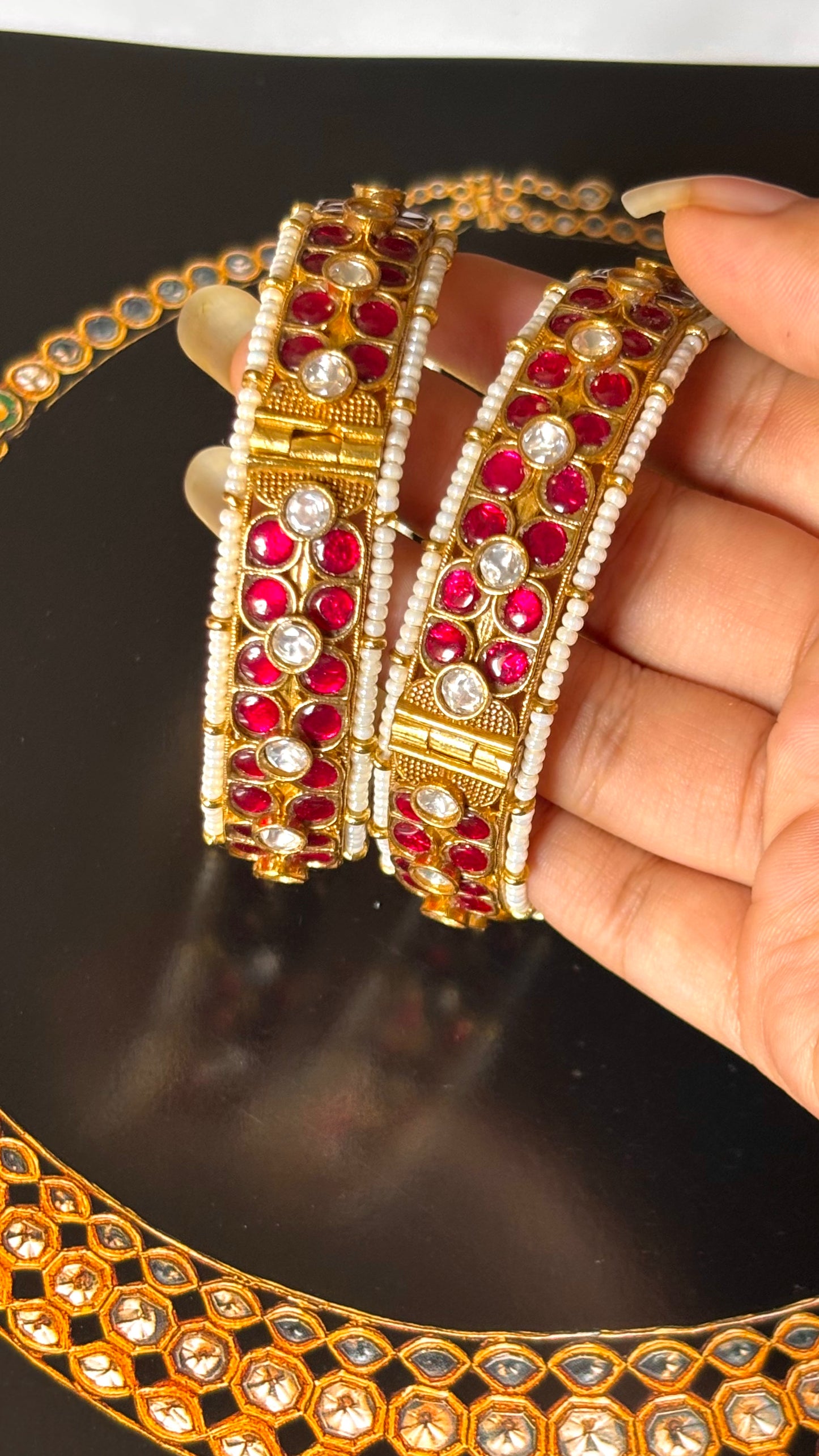 Rani pink katdana gold bangles