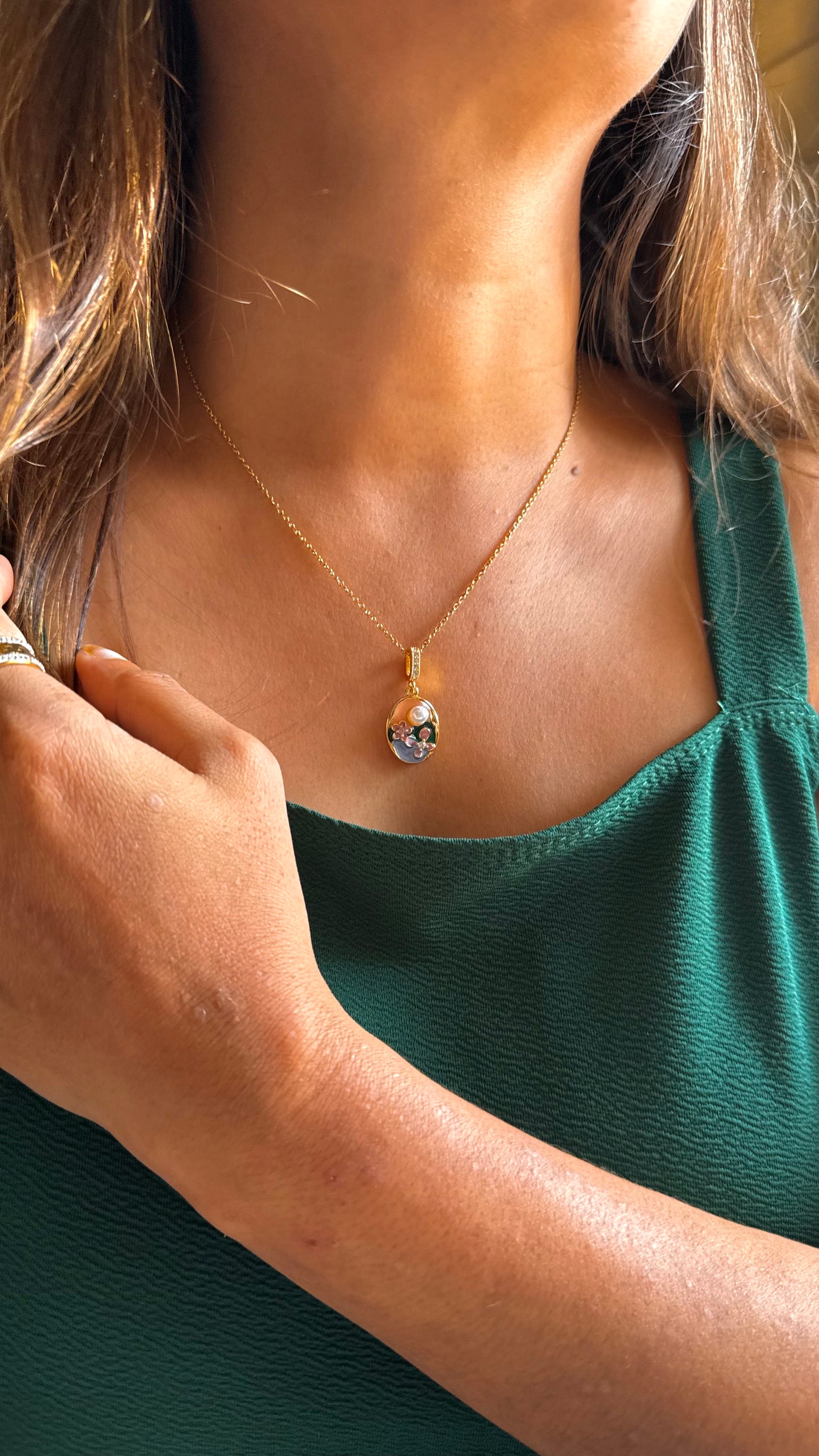 Delicate Miniature Bouquet Pendant