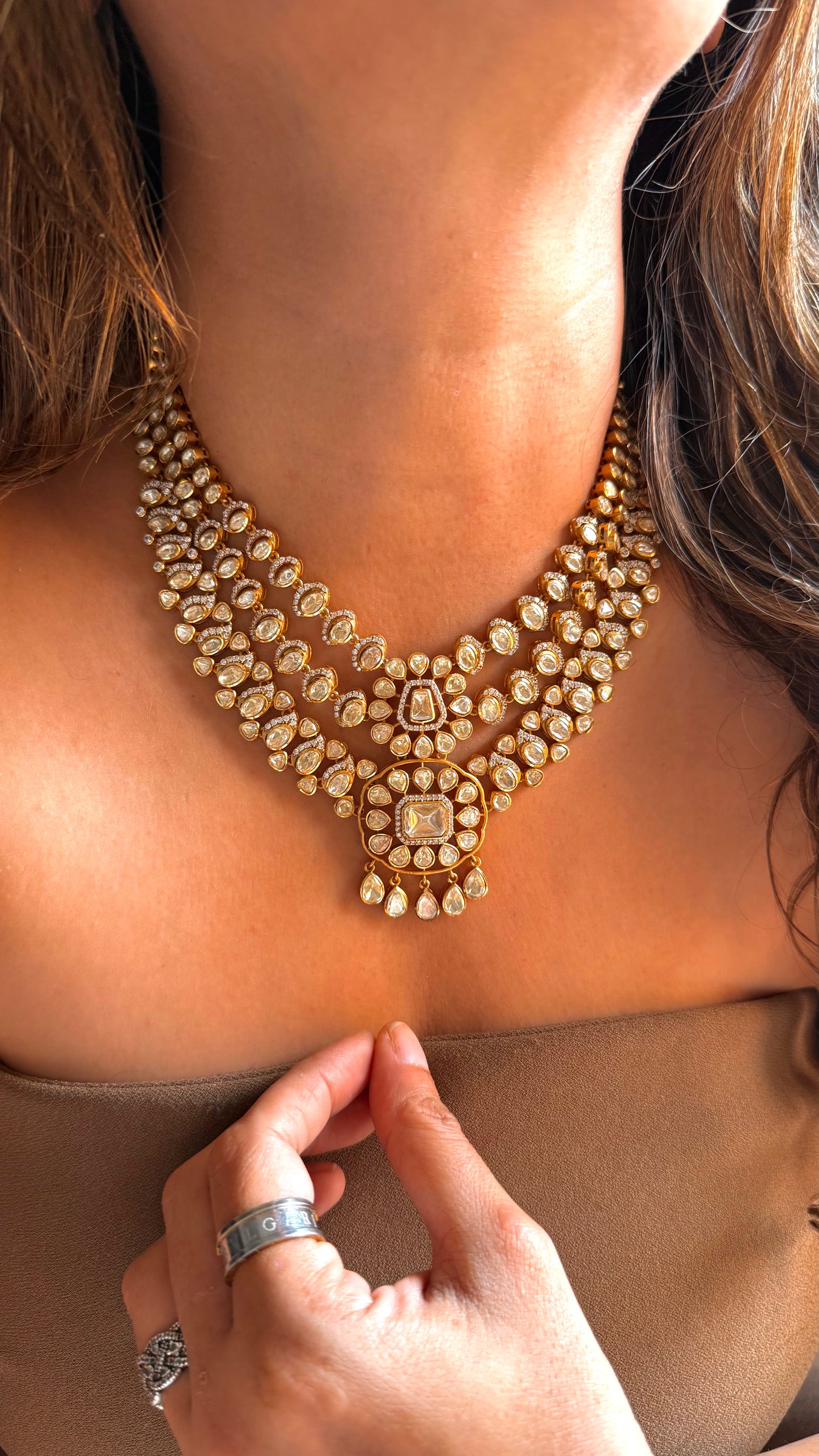 Ria designer bridal Asia LV Polki Necklace