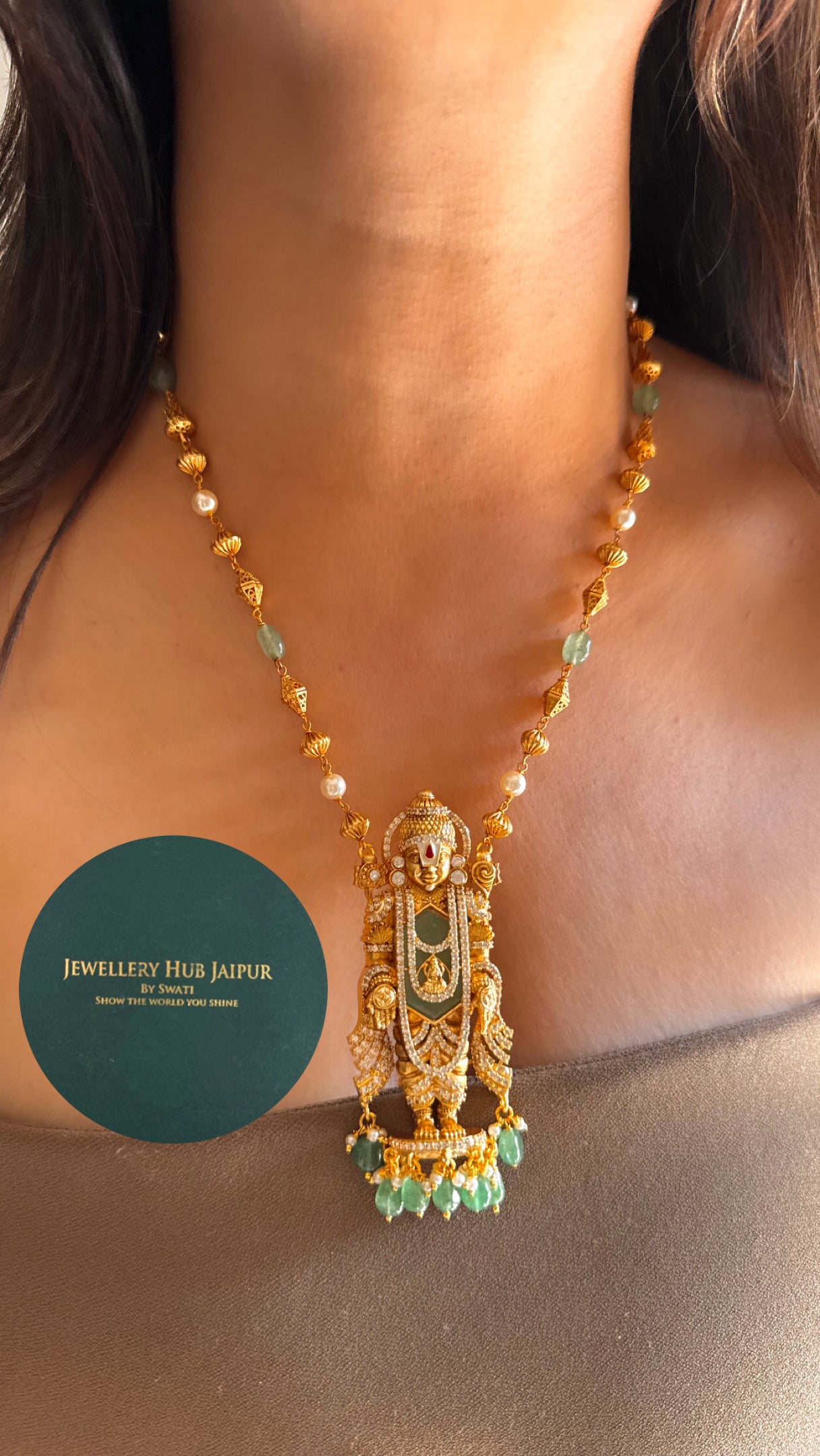 Lord Venkateswara mint pendant set