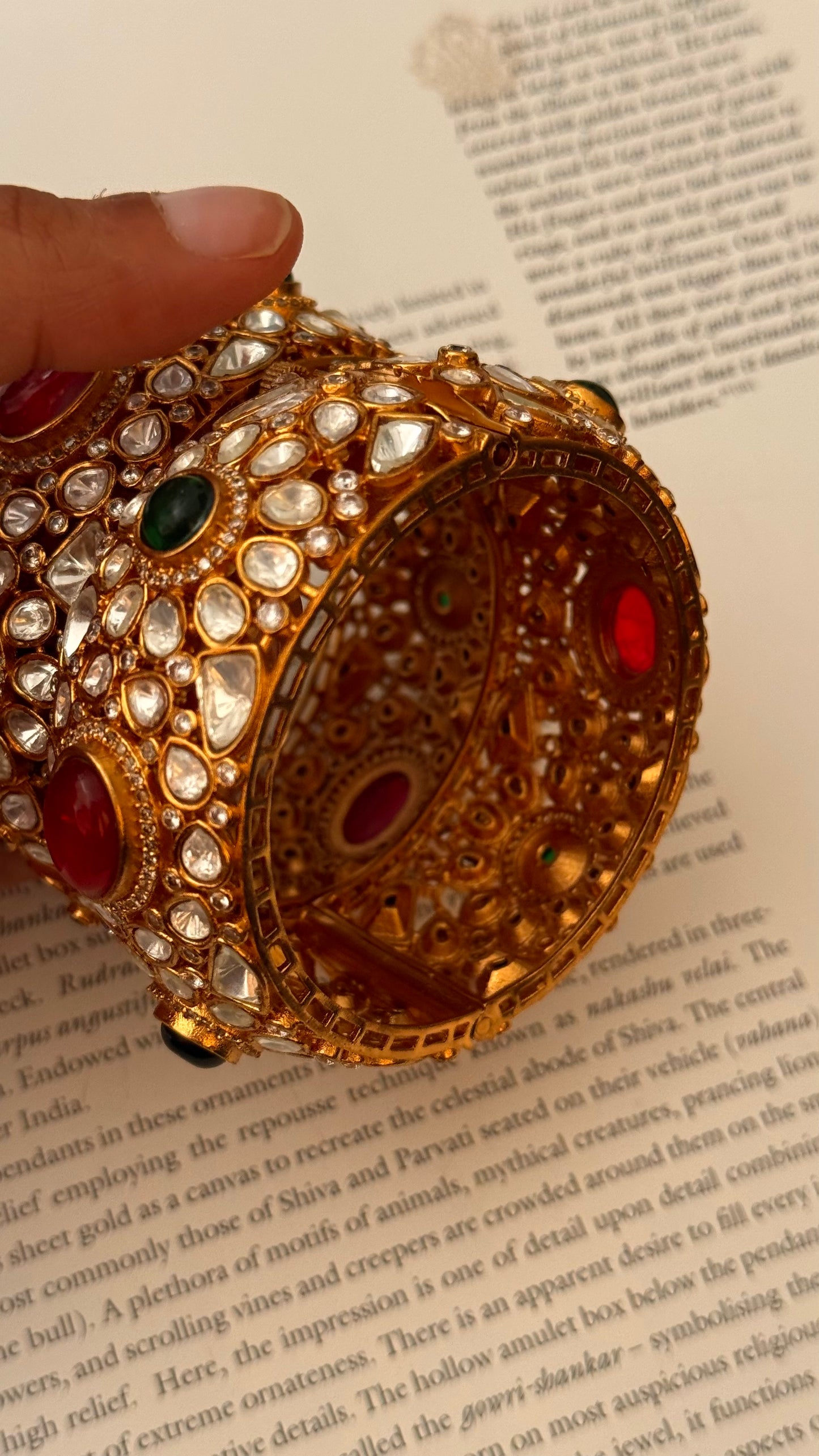 Ruby and emerald polki bangles