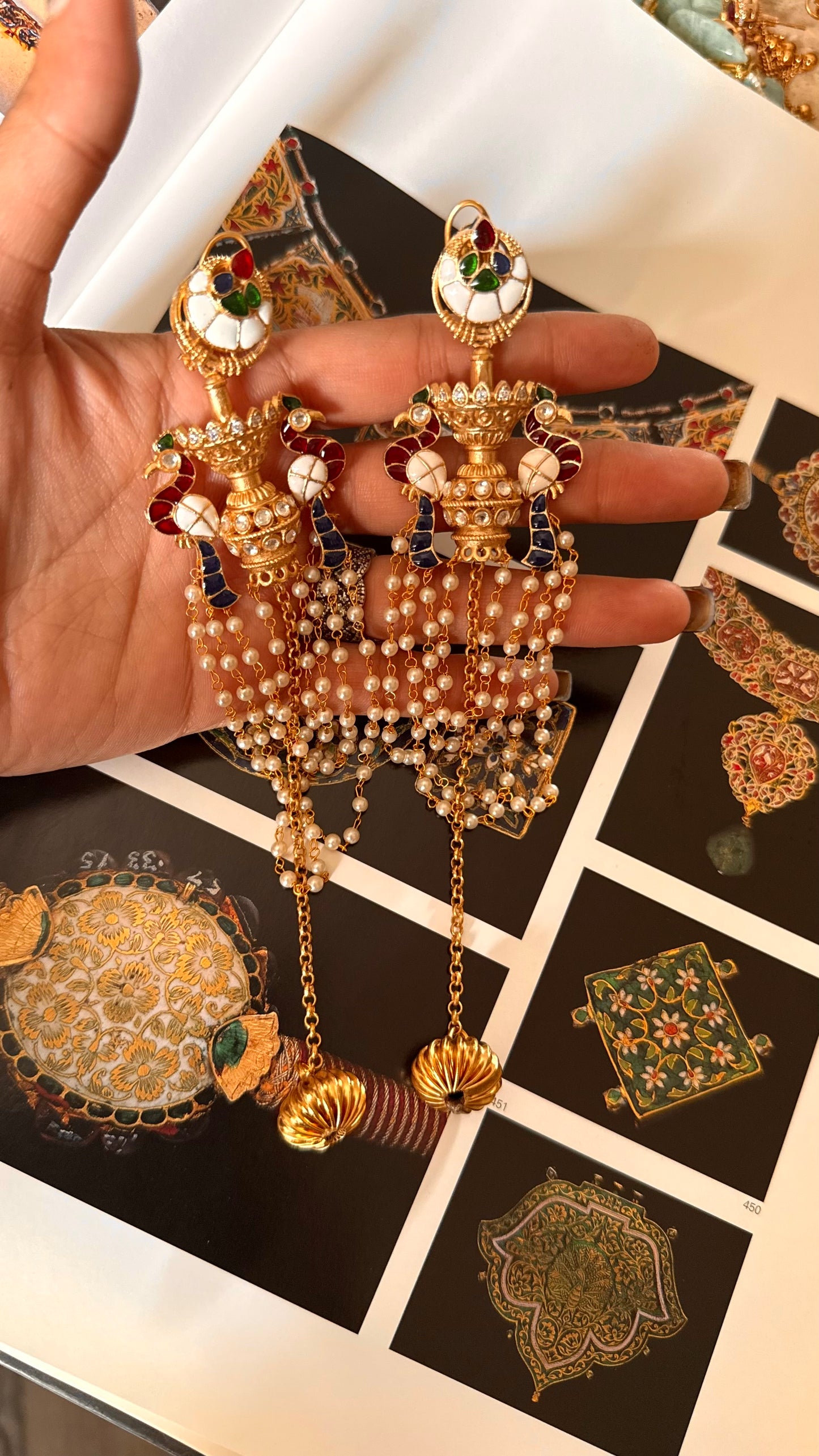 Sapphire & ruby katdana peacock designer earrings