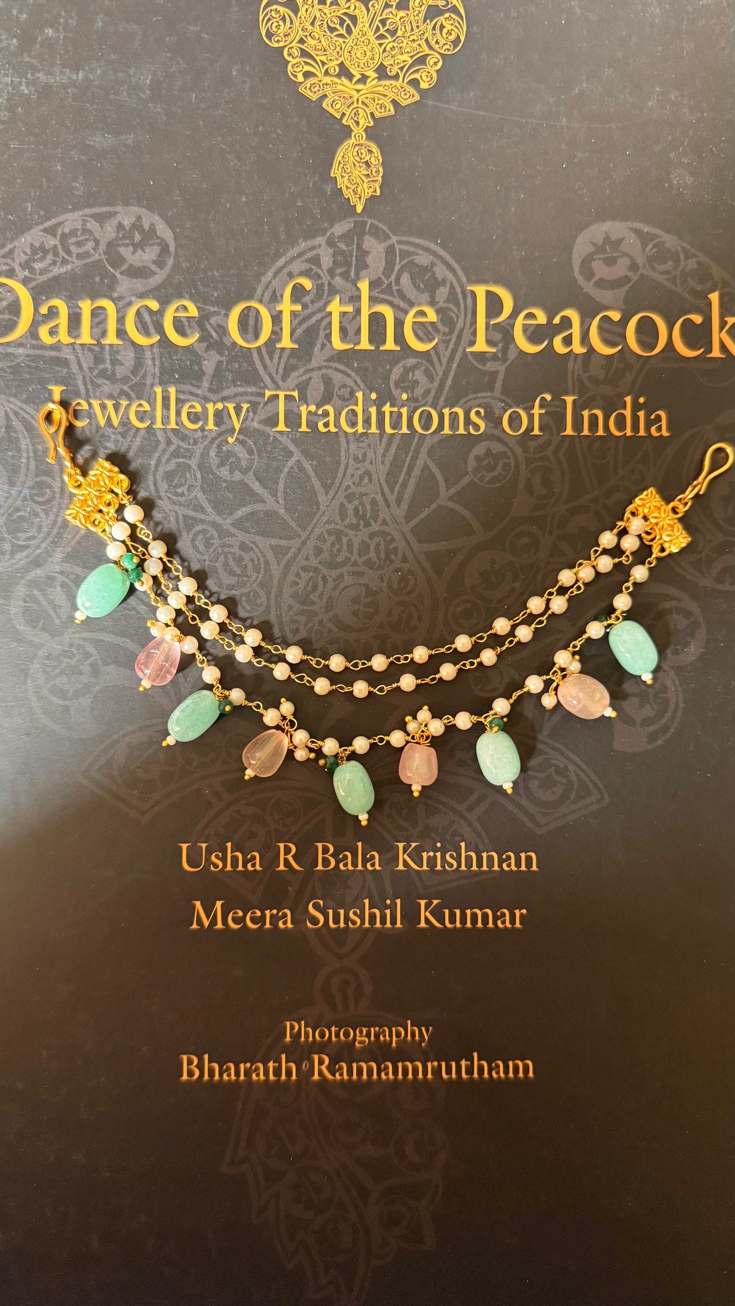 Three layer mint & rose quartz ear chain
