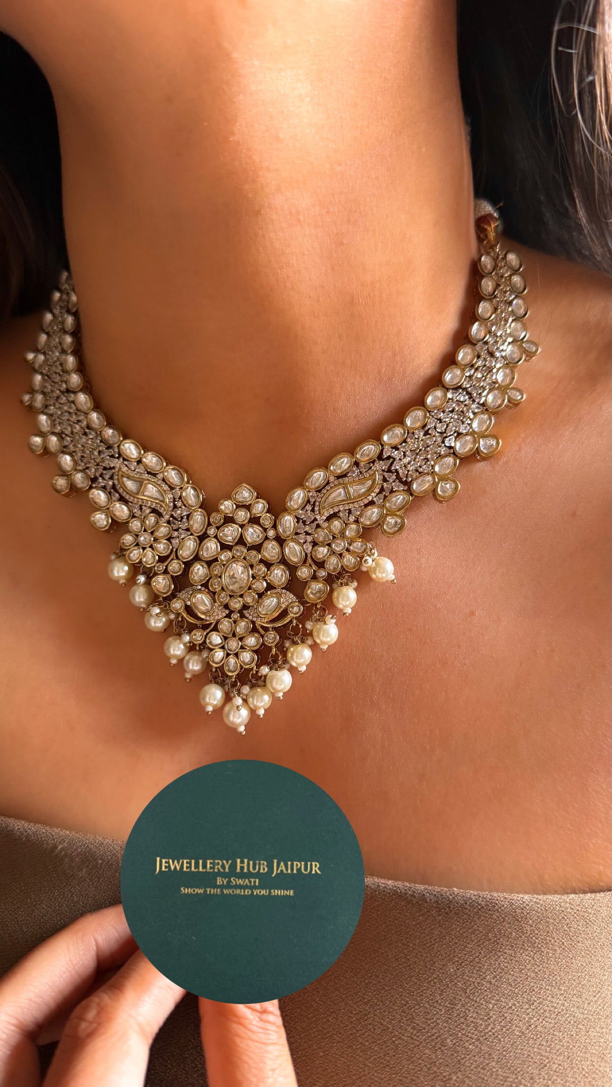 Designer Victorian polish with drops collar Necklace