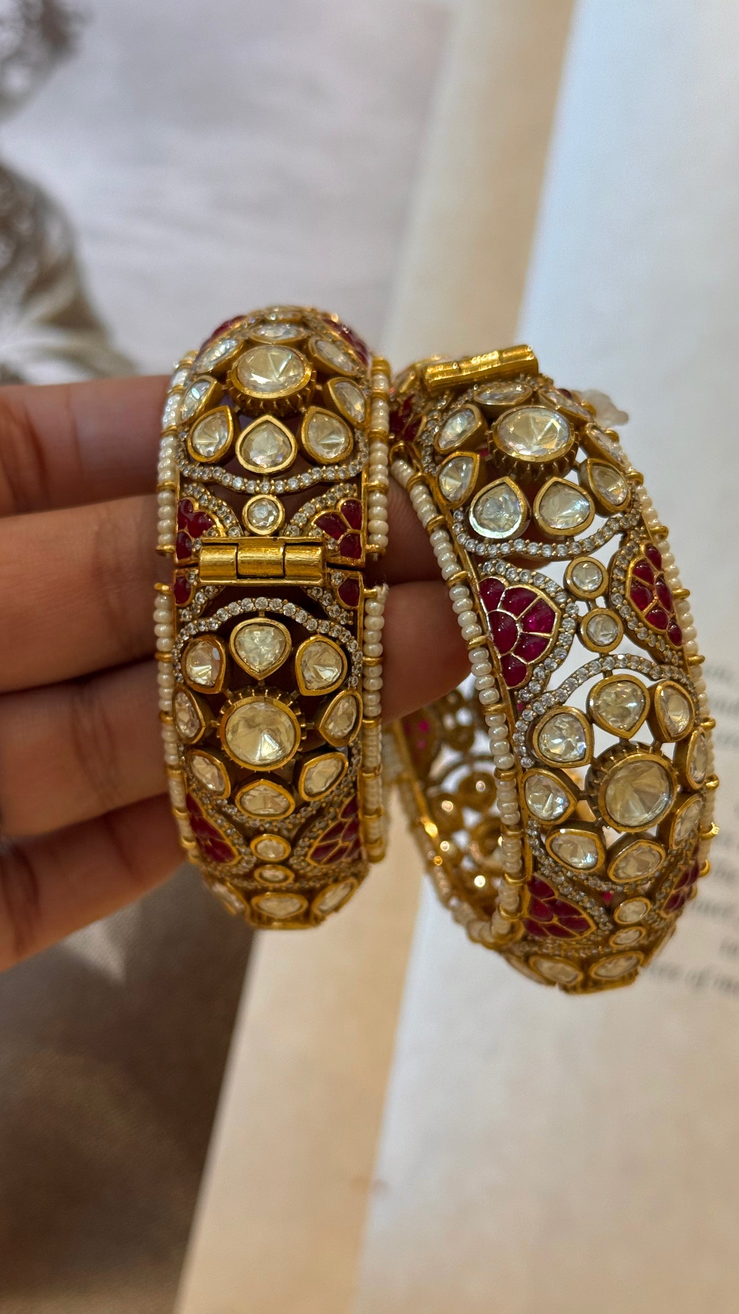 Ruby Real Moissanite Polki bangles