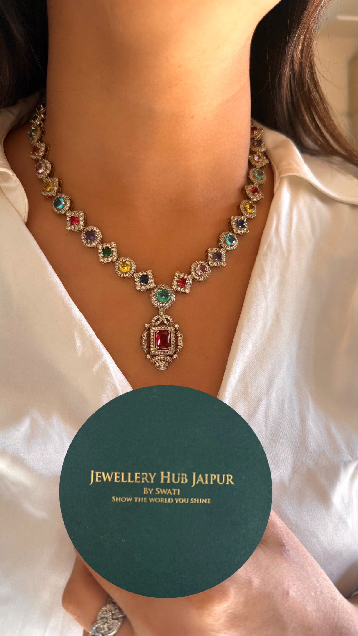 Swarovski look multicoloured sabyasachi inspired necklace