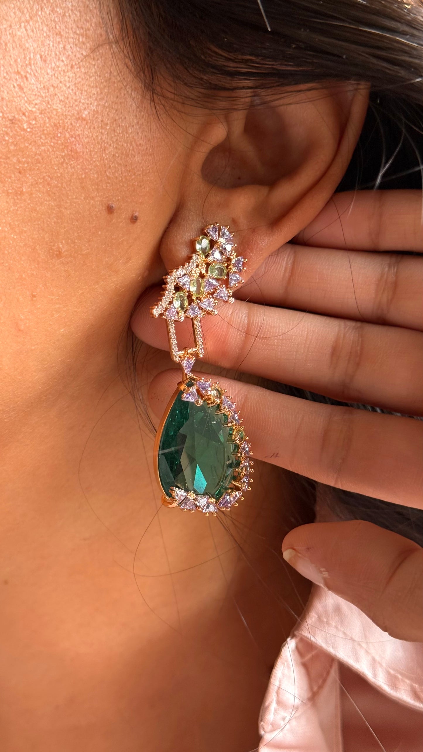 Large Emerald Green Drop Earrings