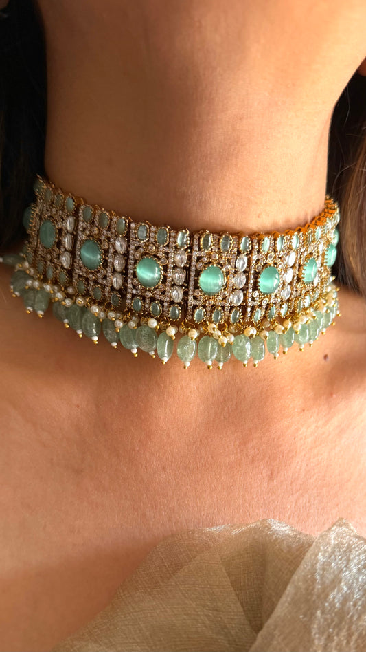 Karishma mint doublet Moissanite choker