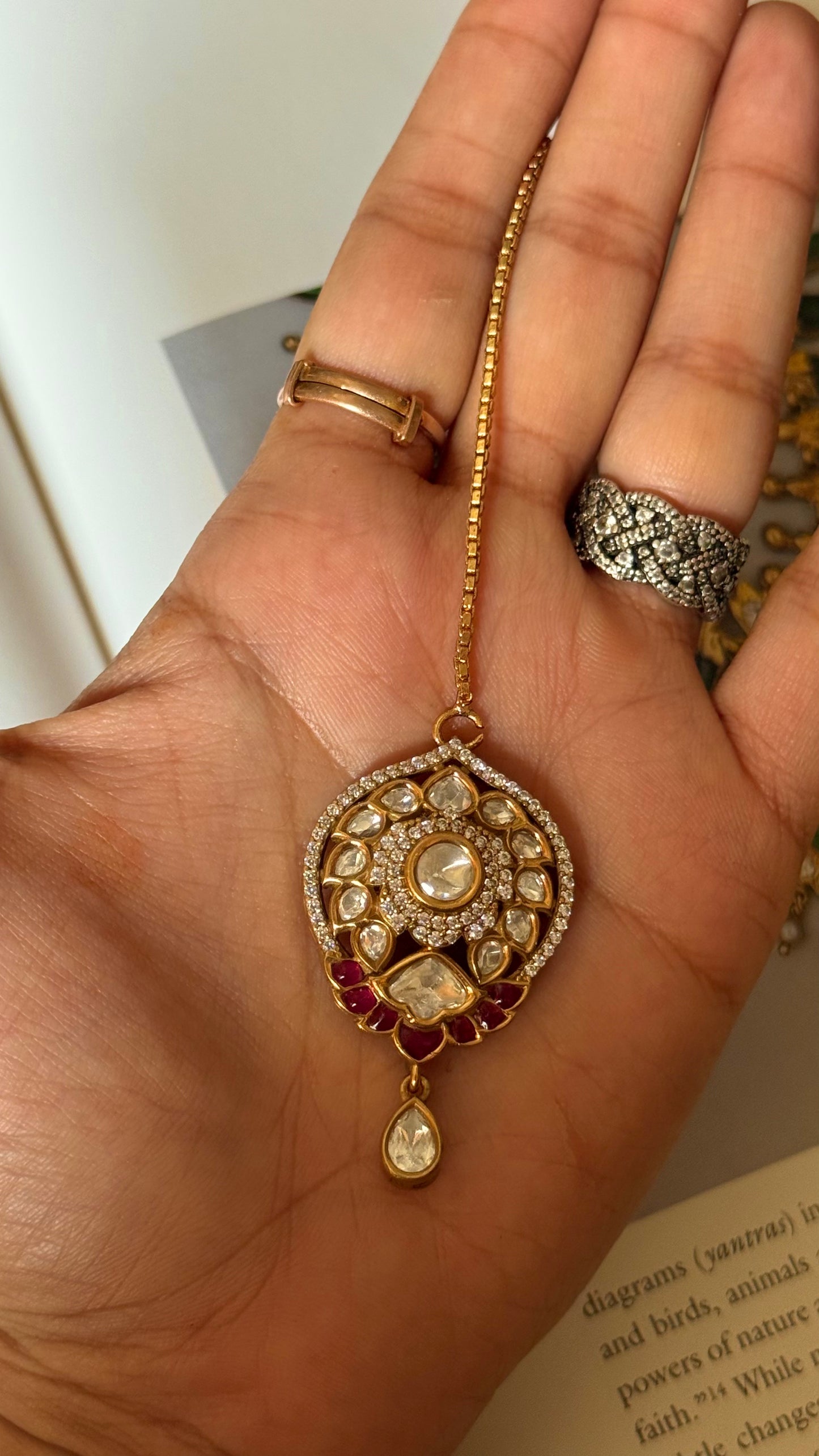 Ruby moissanite drop mangtika