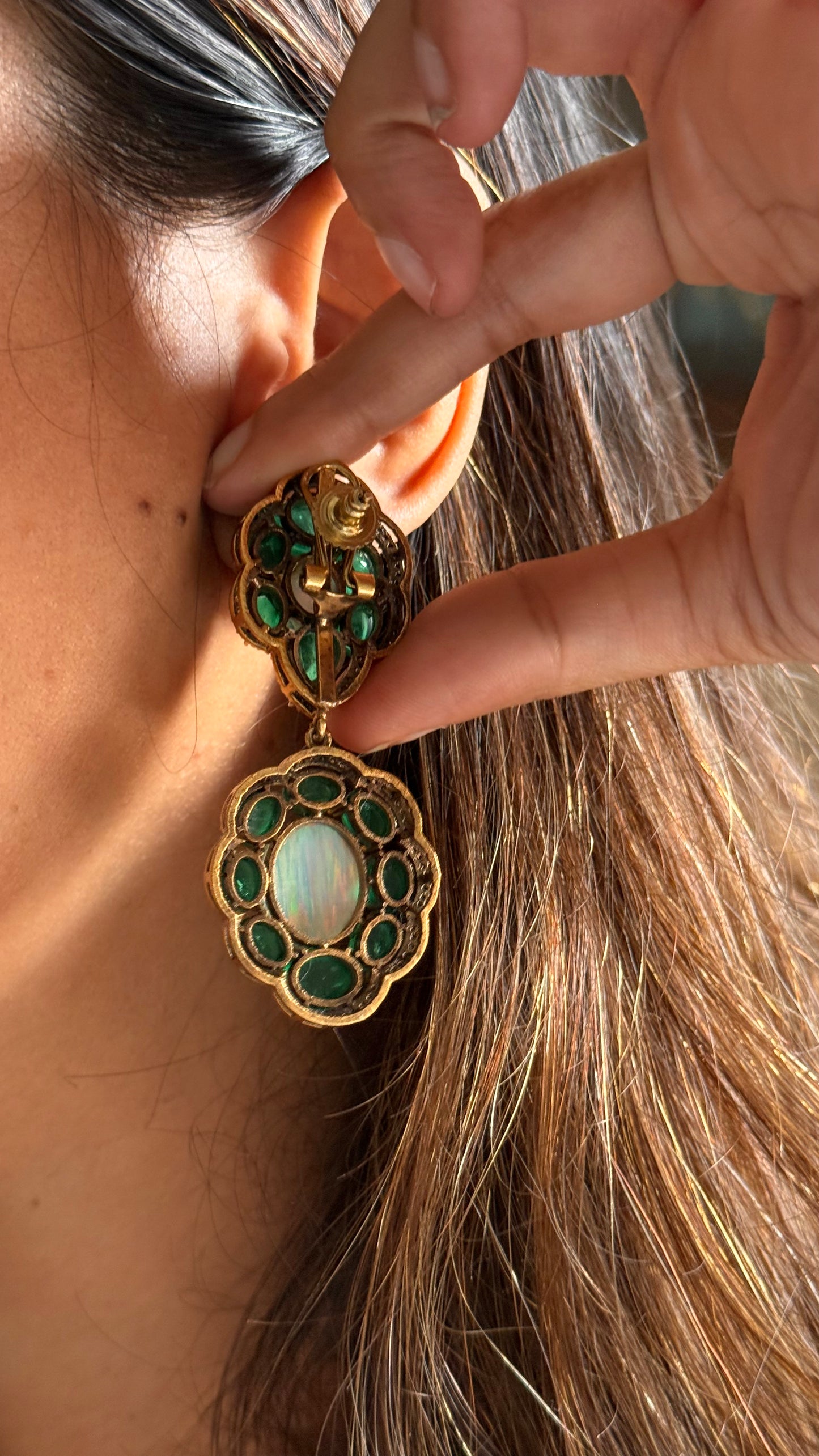 Real emerald & Zade danglers