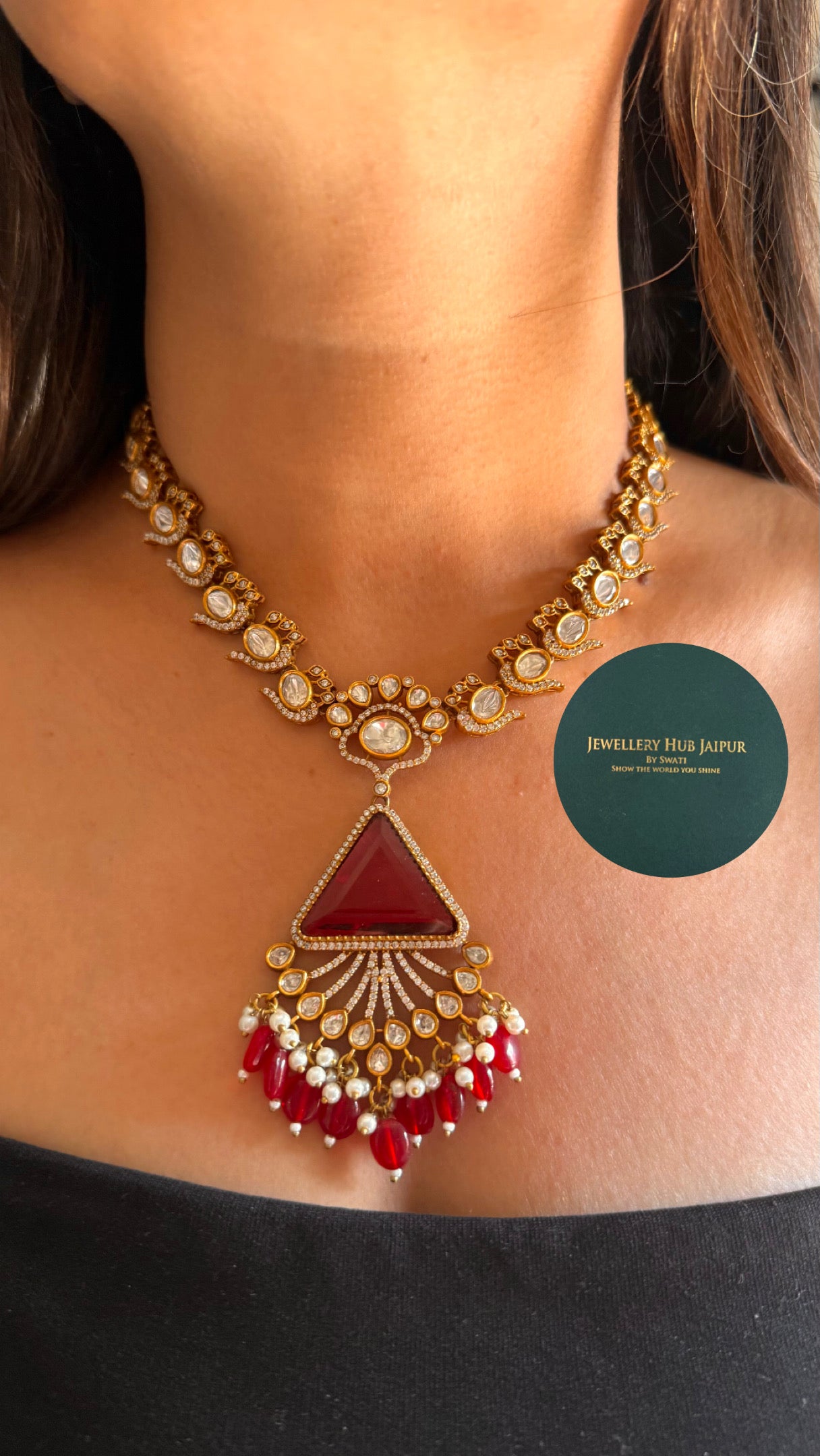 Ruby victorian mid length necklace