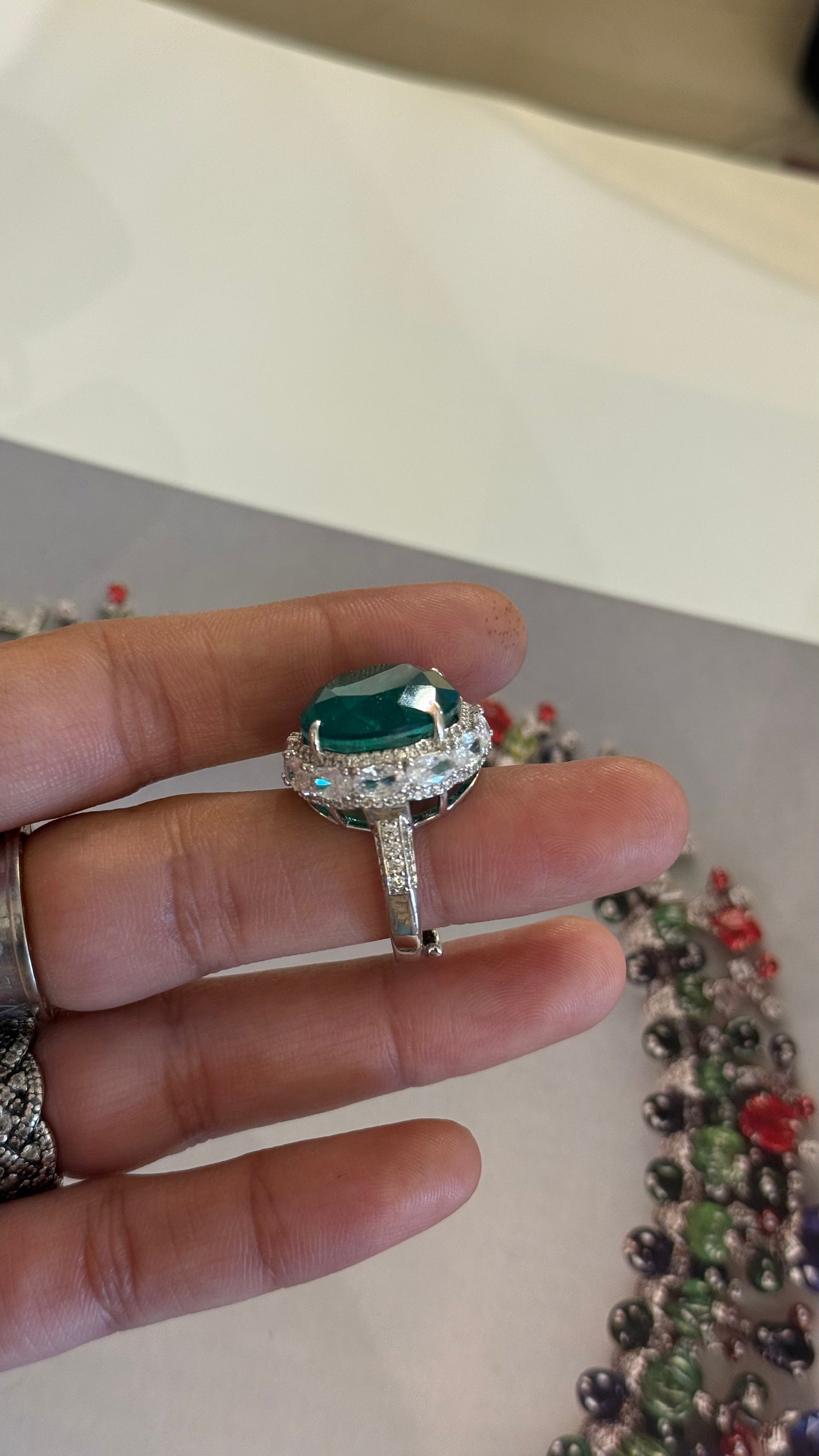 Emerald Cocktail Diamond Ring