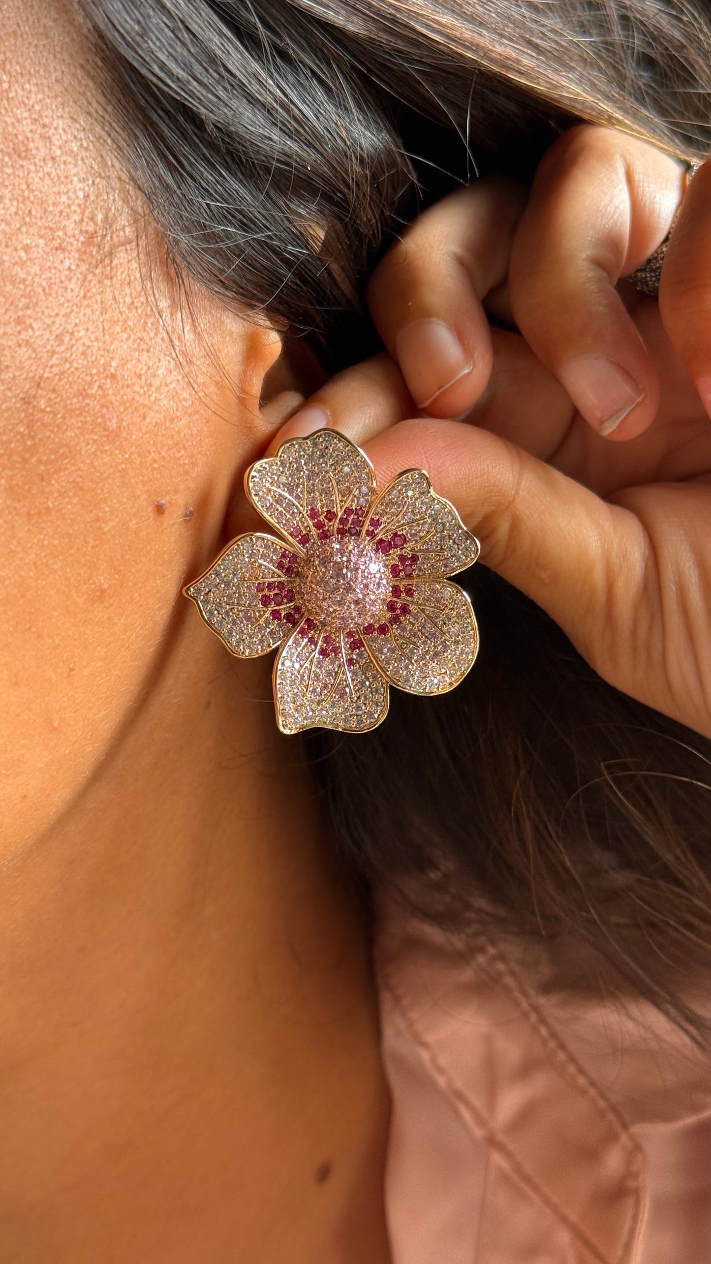 Rose Pavé Bloom Studs