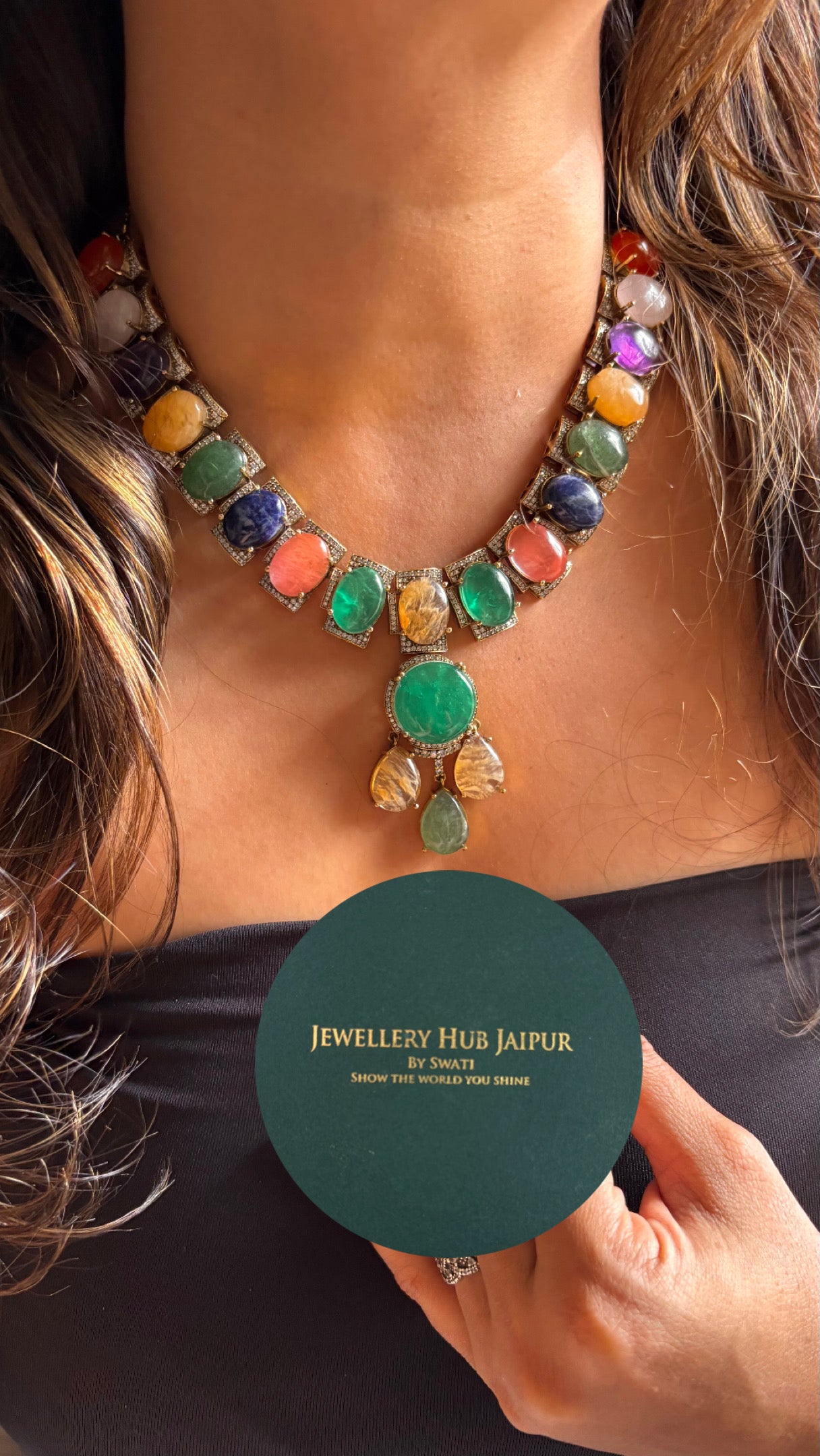Sabhyasachi inspired multicoloured onyx necklace