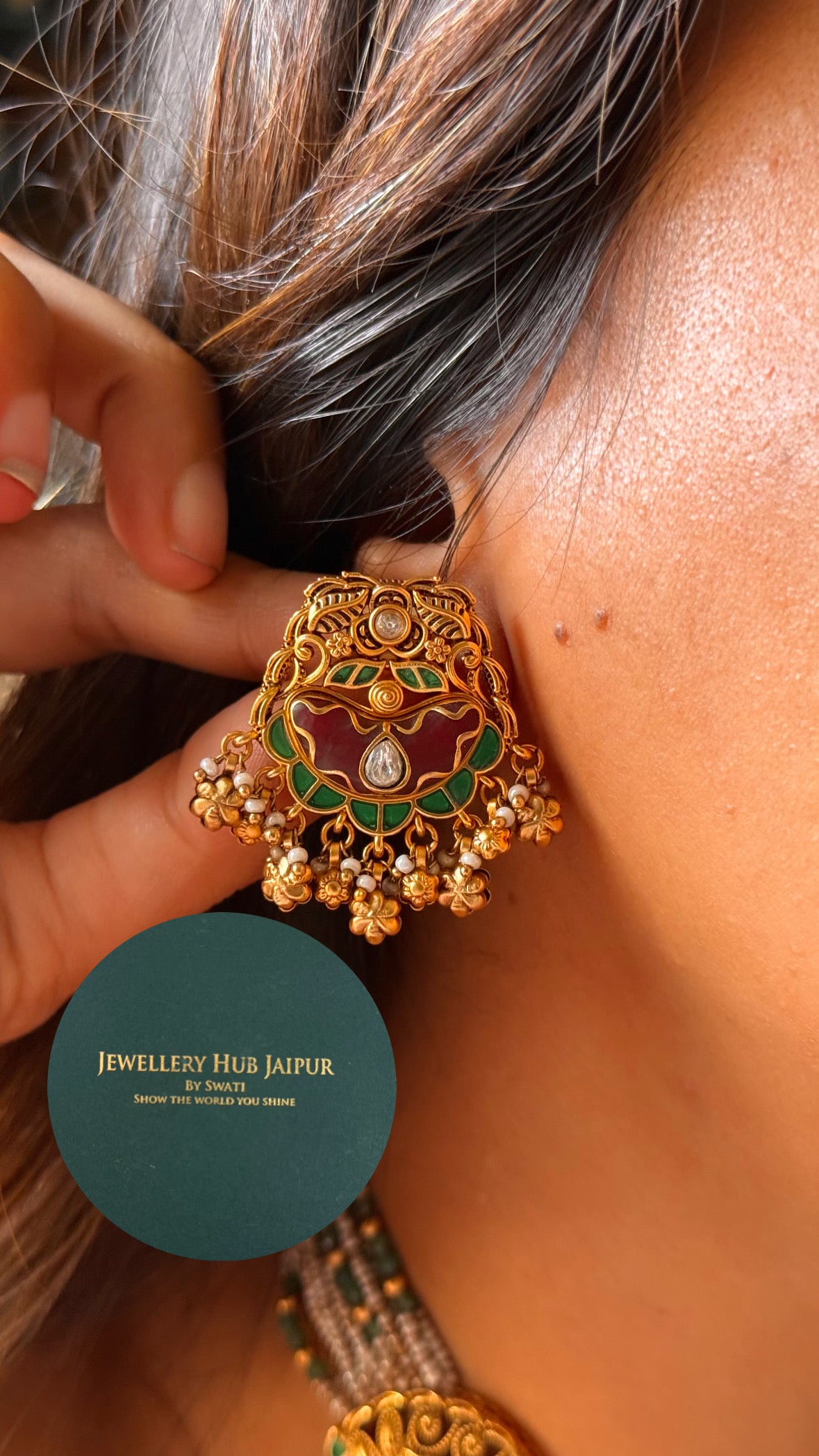 Royal Aviary emerald & ruby Inlay rajwada Necklace Set