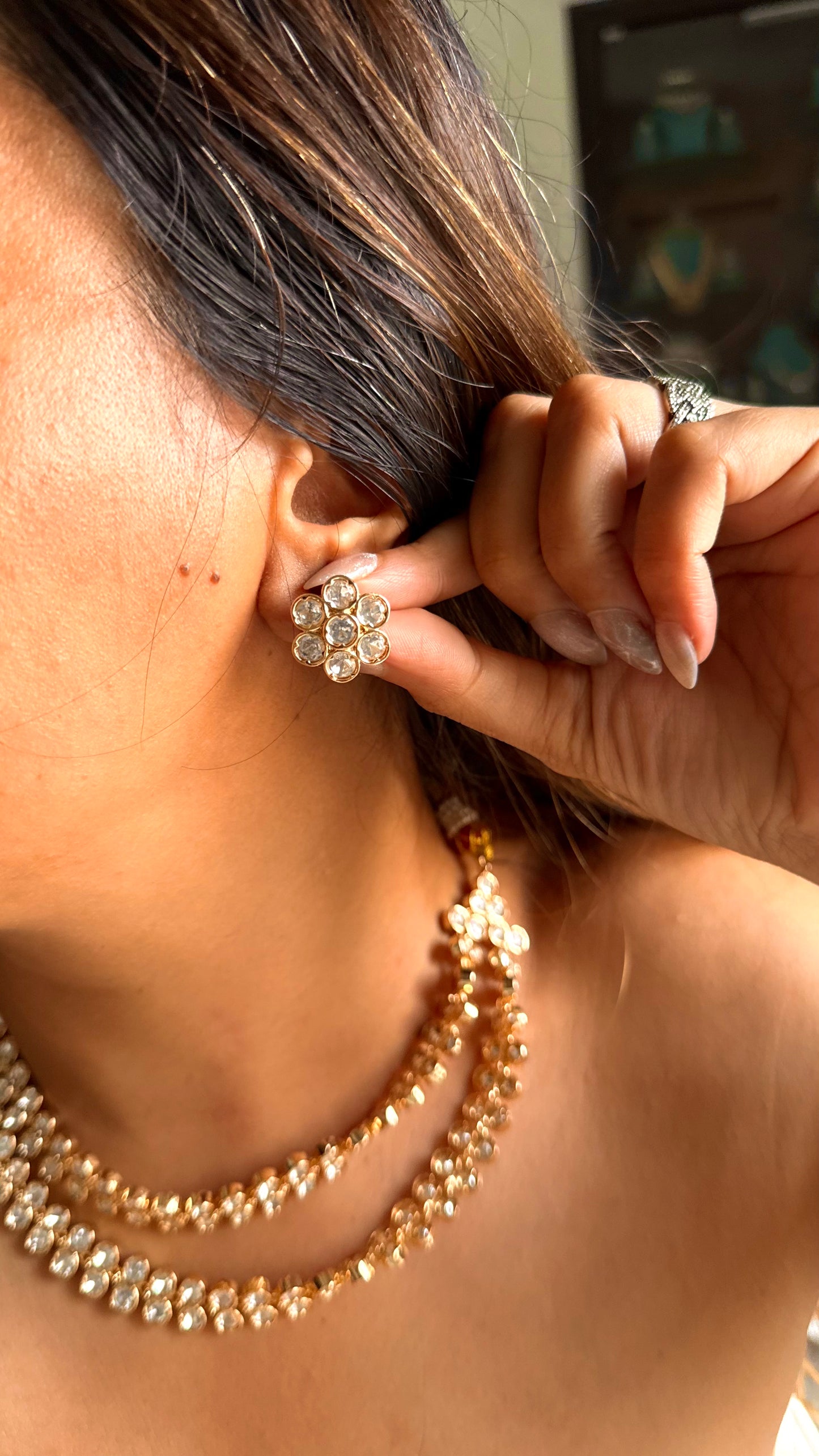 Moissanite double layer collar set