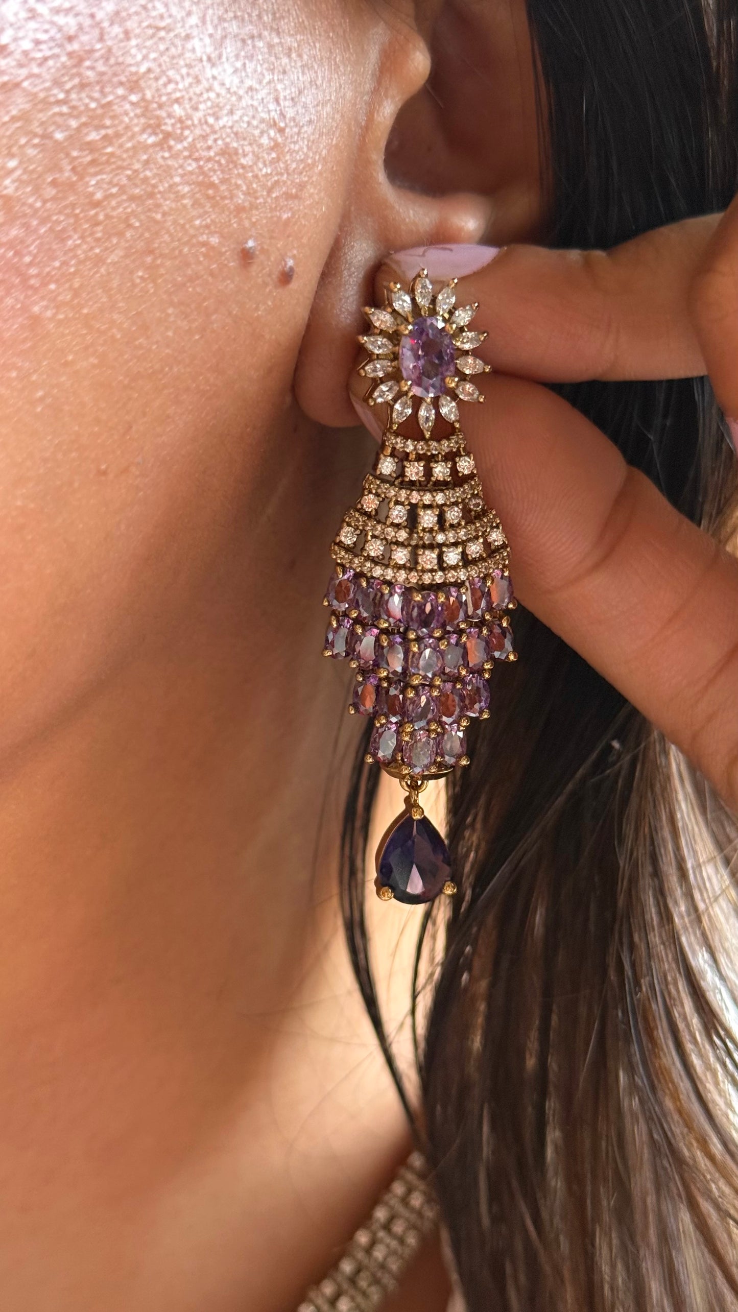 Sapphire doublets with cz diamond collar necklace