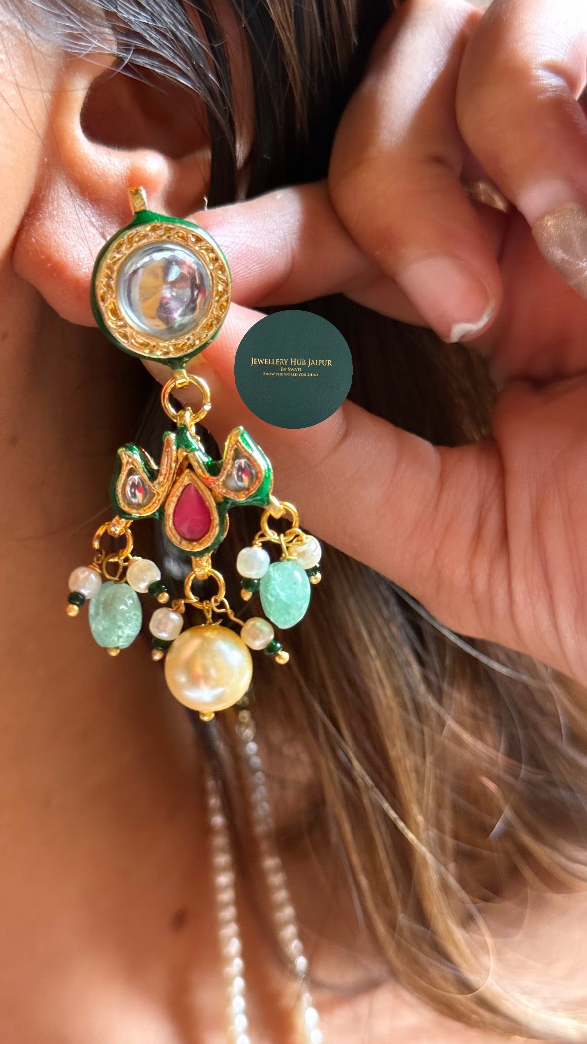 Dual layer mint & pearl drops dedicated paachi set