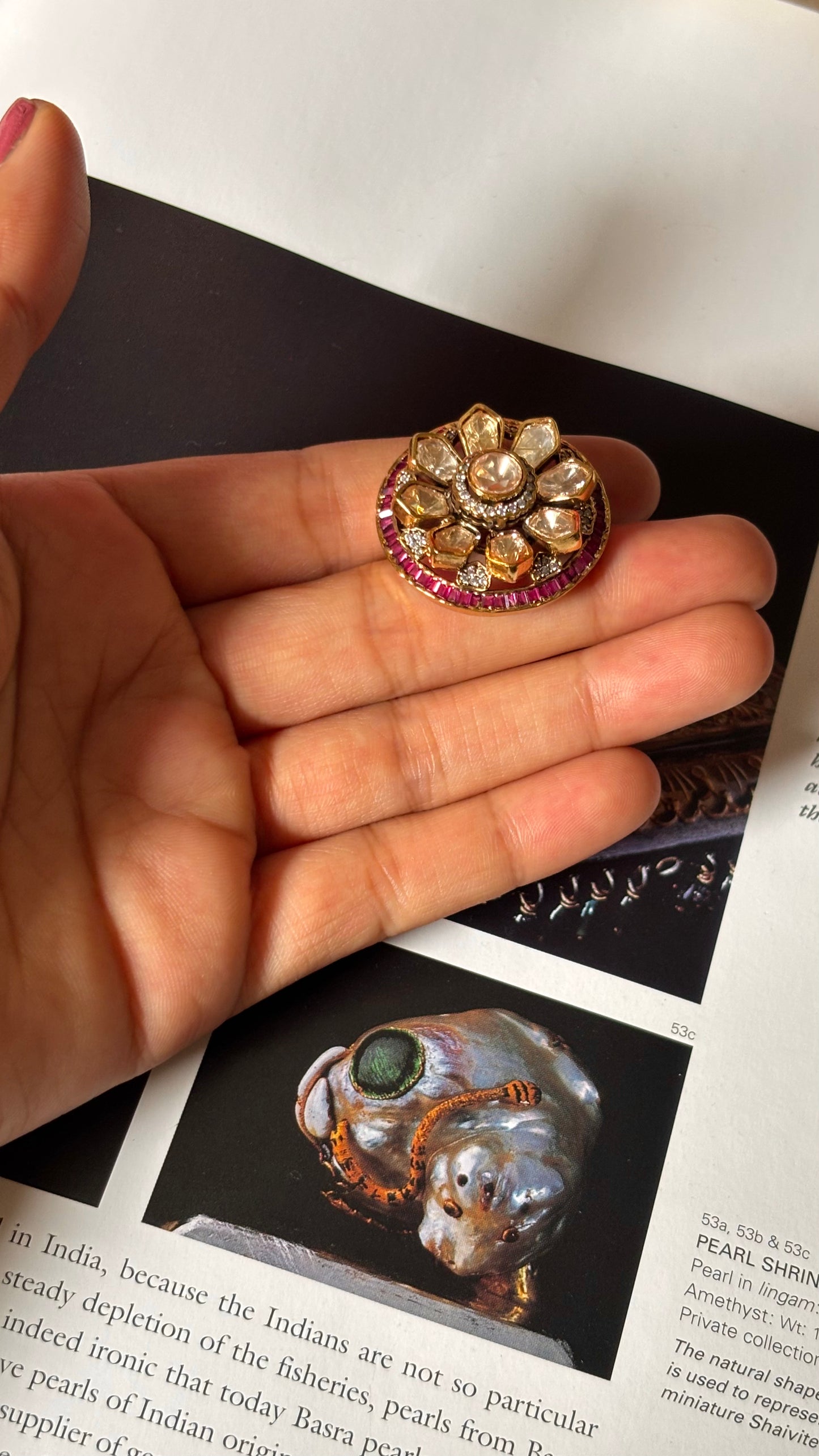 Ruby diamond uncut polki ring