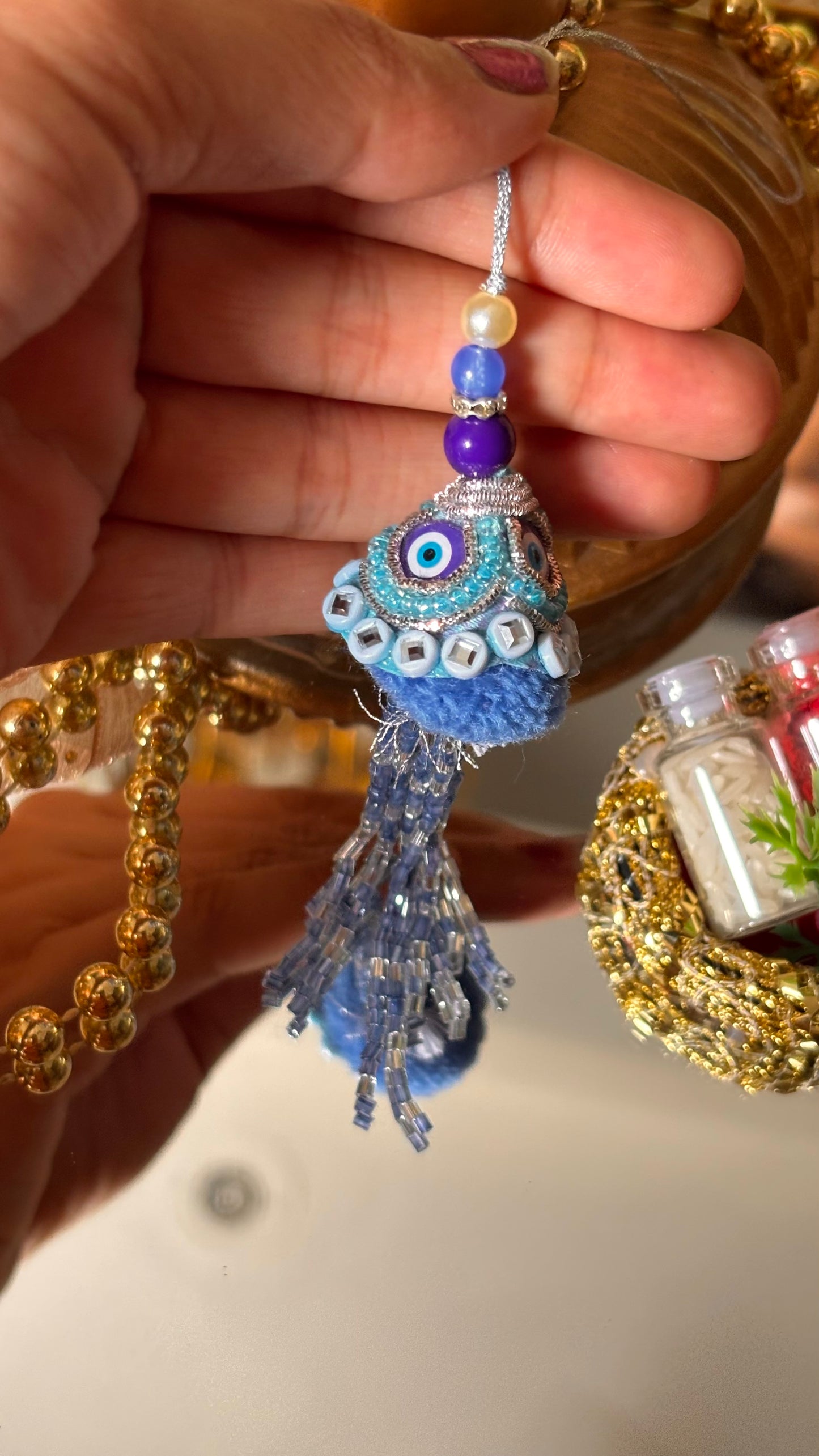 Evil eye lumba Rakhi for bhabhi ( shipping will be extra )
