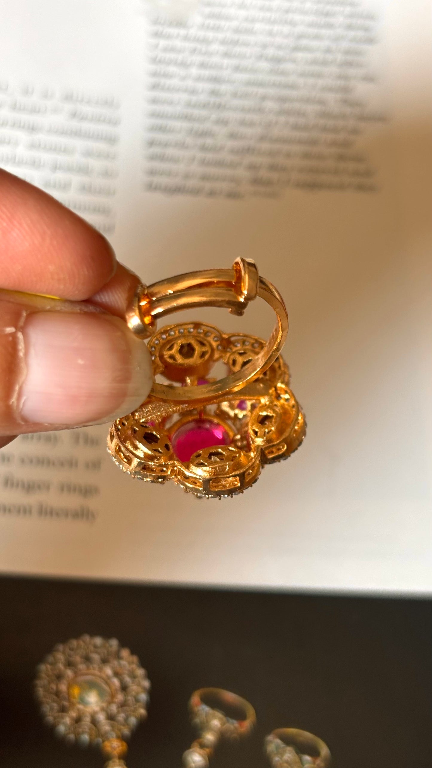 Ruby floral pattern Ring