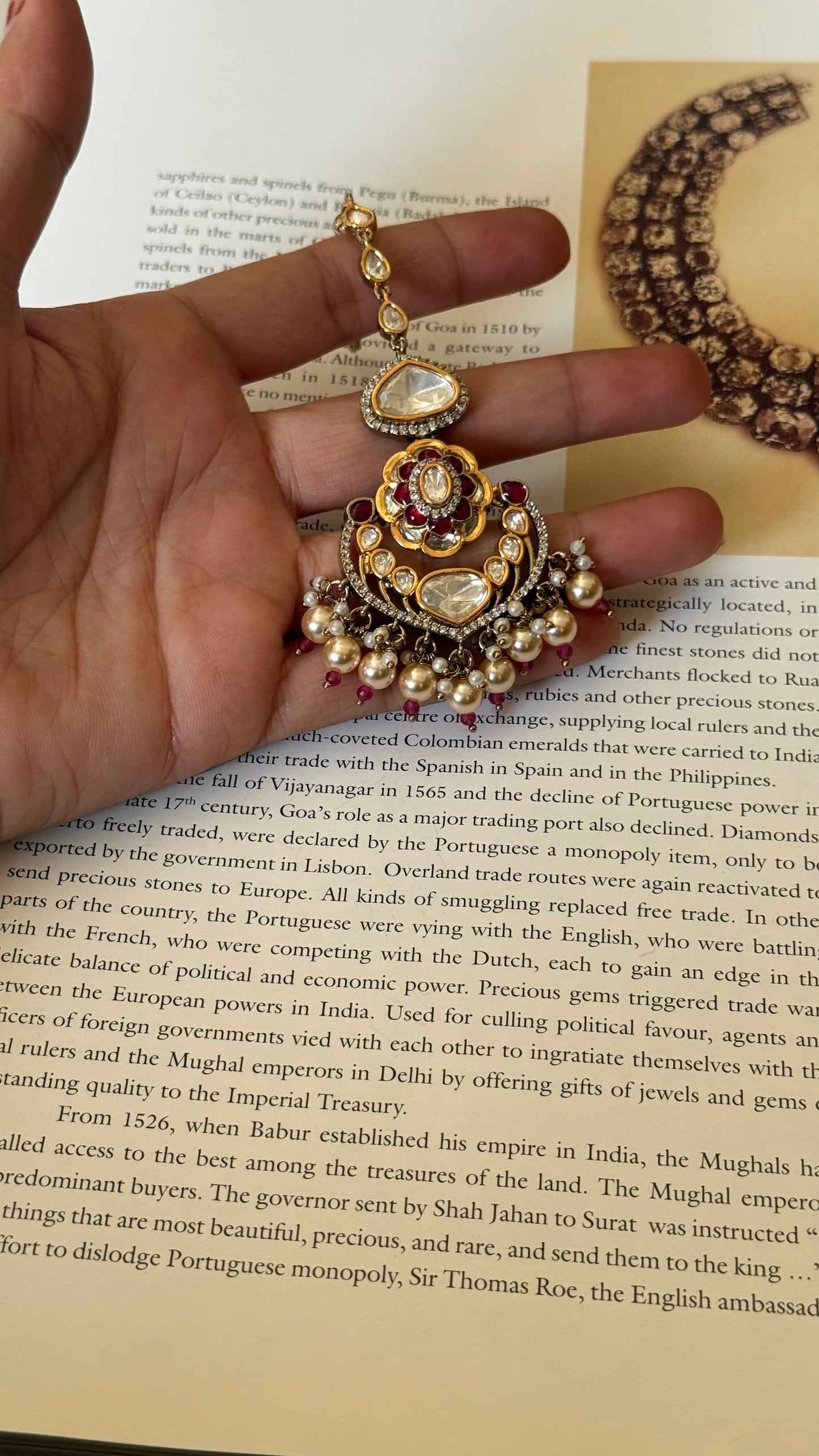 Rubby takkar work victorian uncut polki maangtika