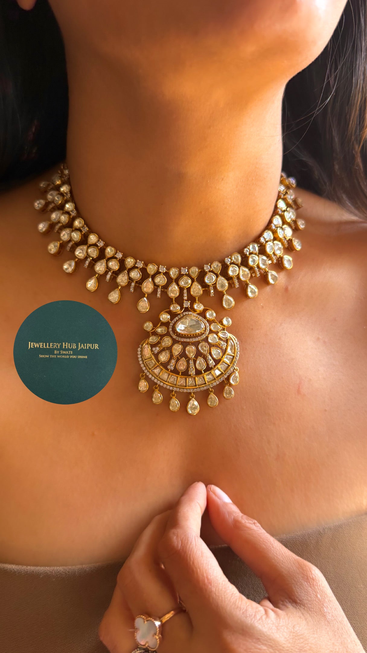 Moissanite (peeli polki) victorian necklace set