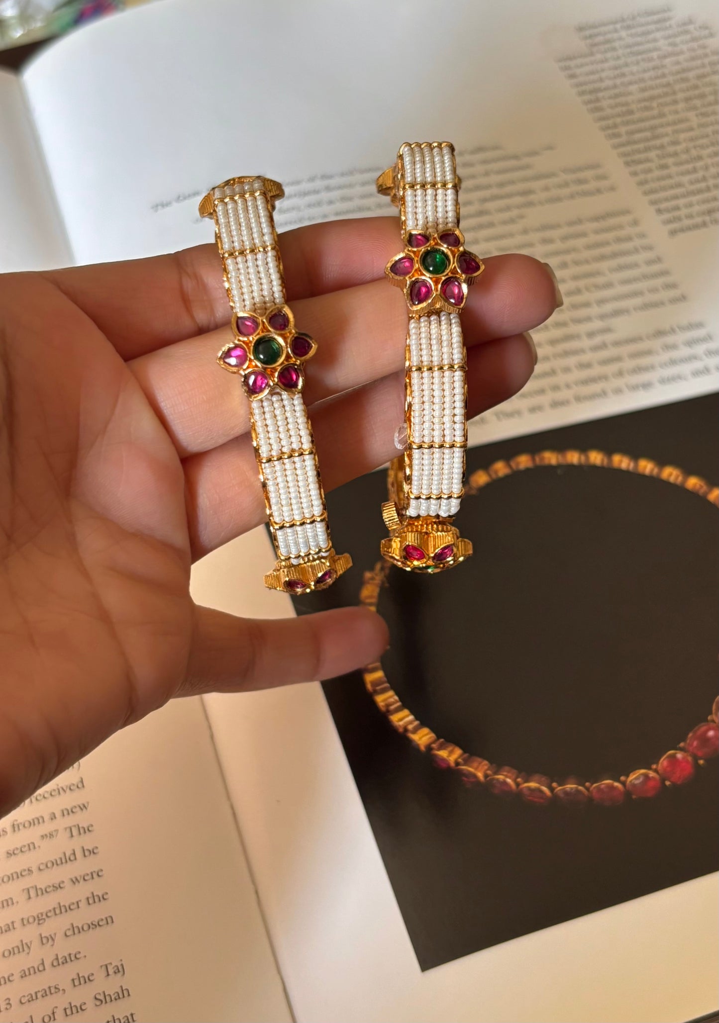 Heritage pearl designer rajwada openable bangles