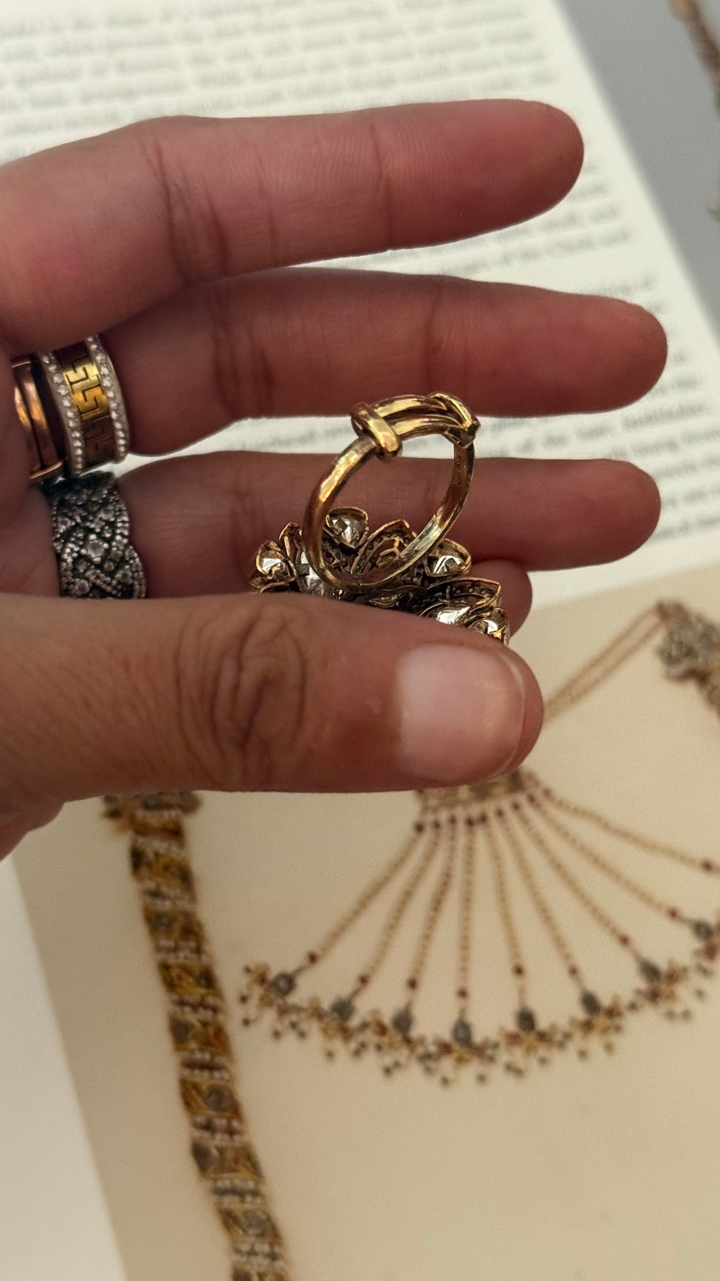 Rose quartz victorian ring