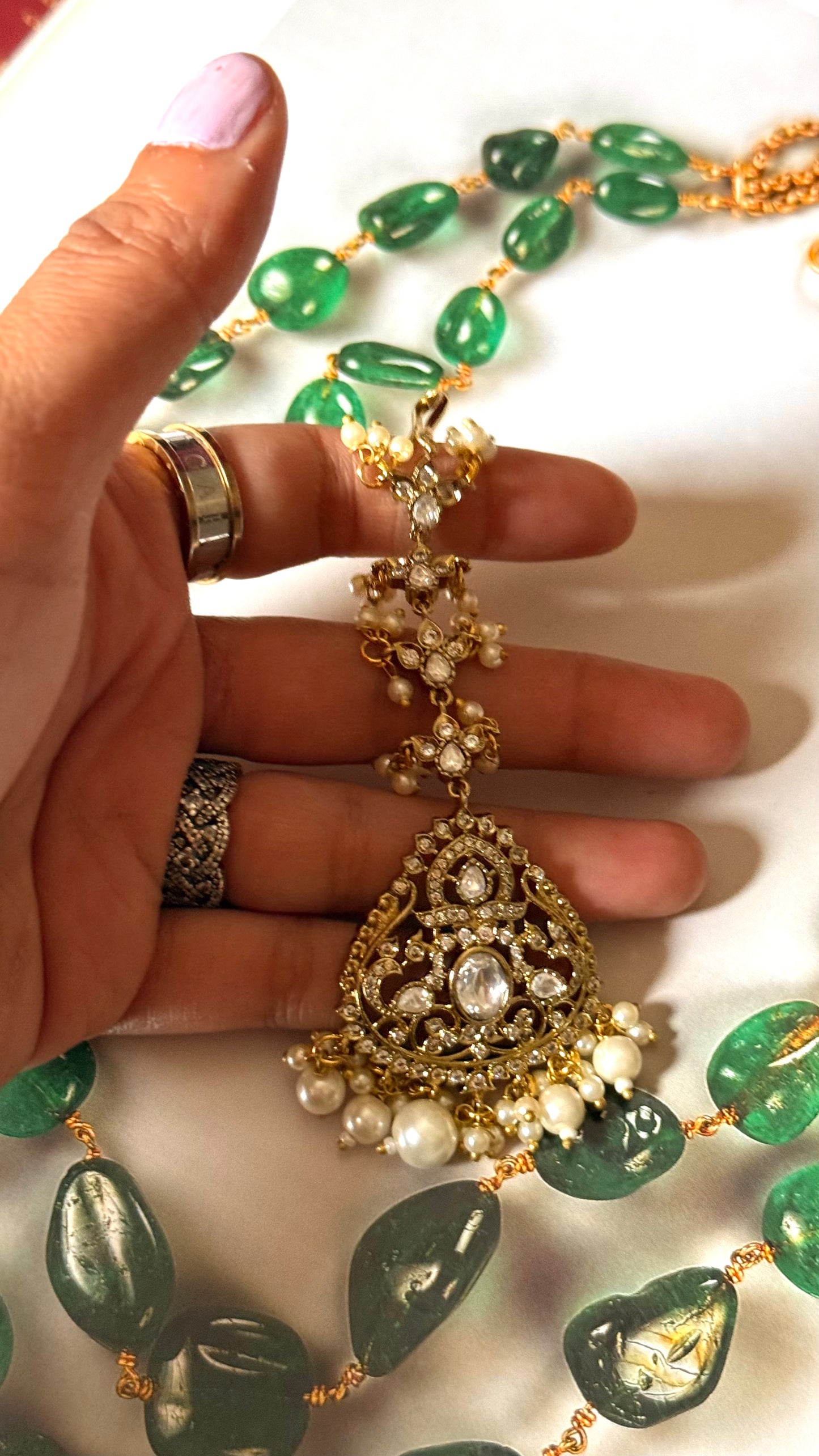 Maangtika with pearl detailing