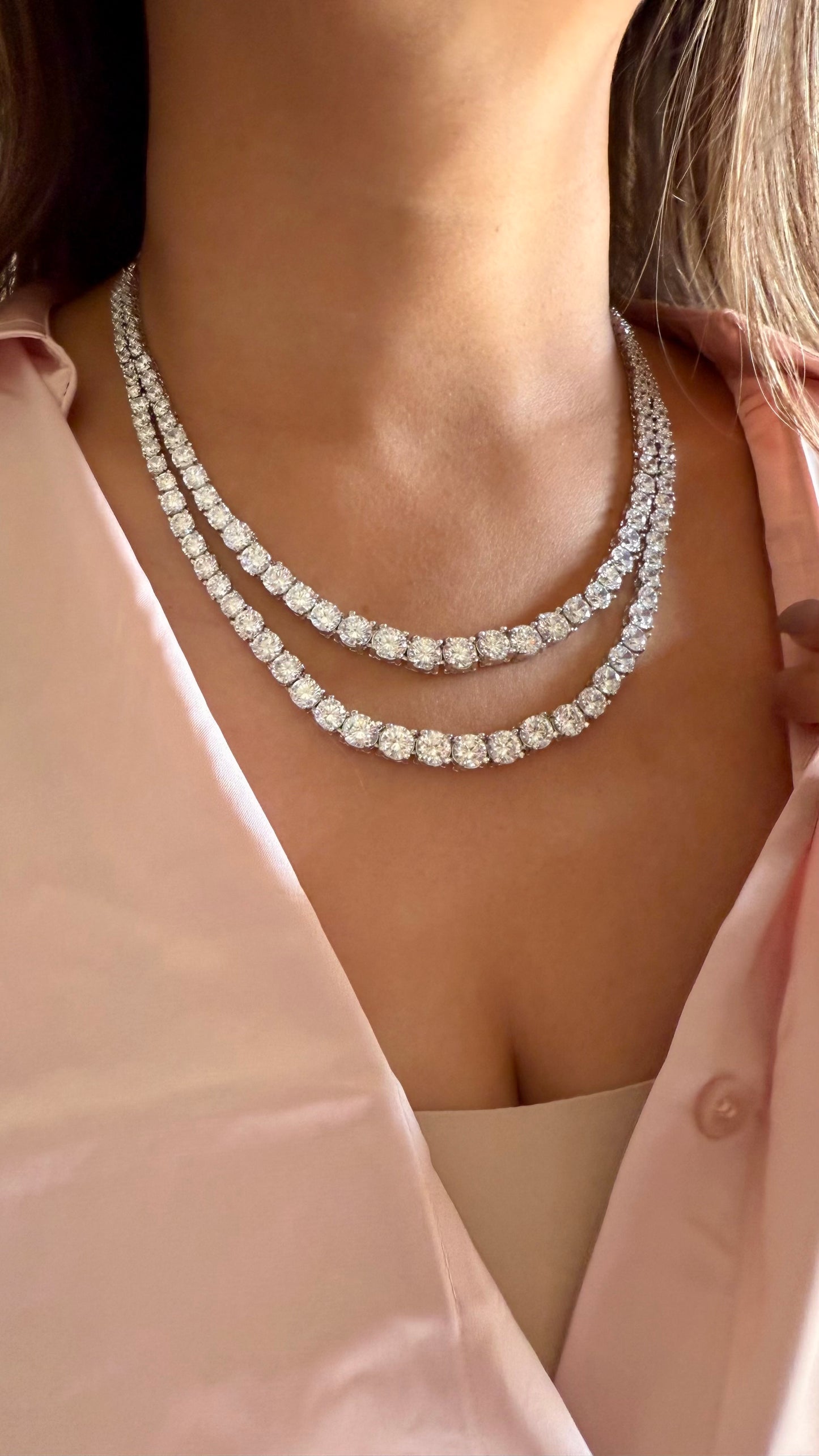 Dual layered diamond necklace