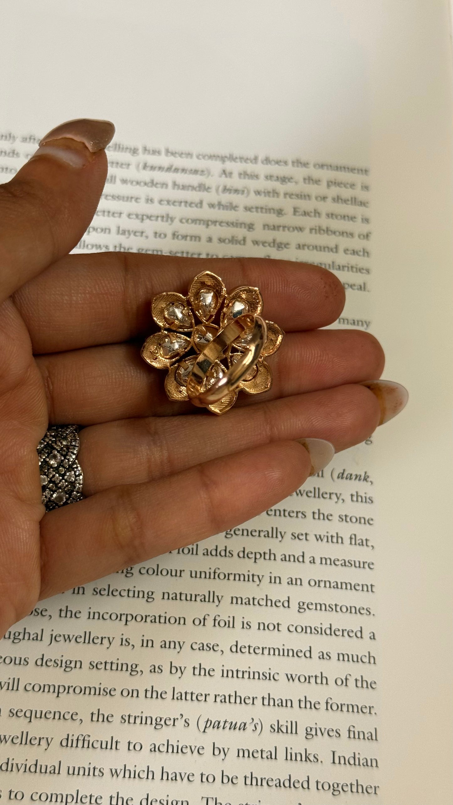 Ruby meenakari moissanite Polki adjustable ring