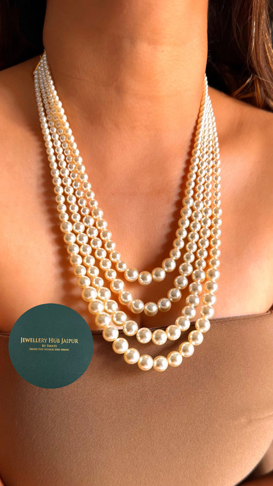 4 layer pearl necklace