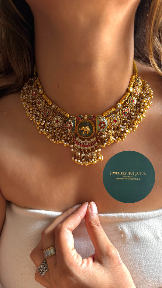 Heritage gaj nakashi gold rajwada necklace
